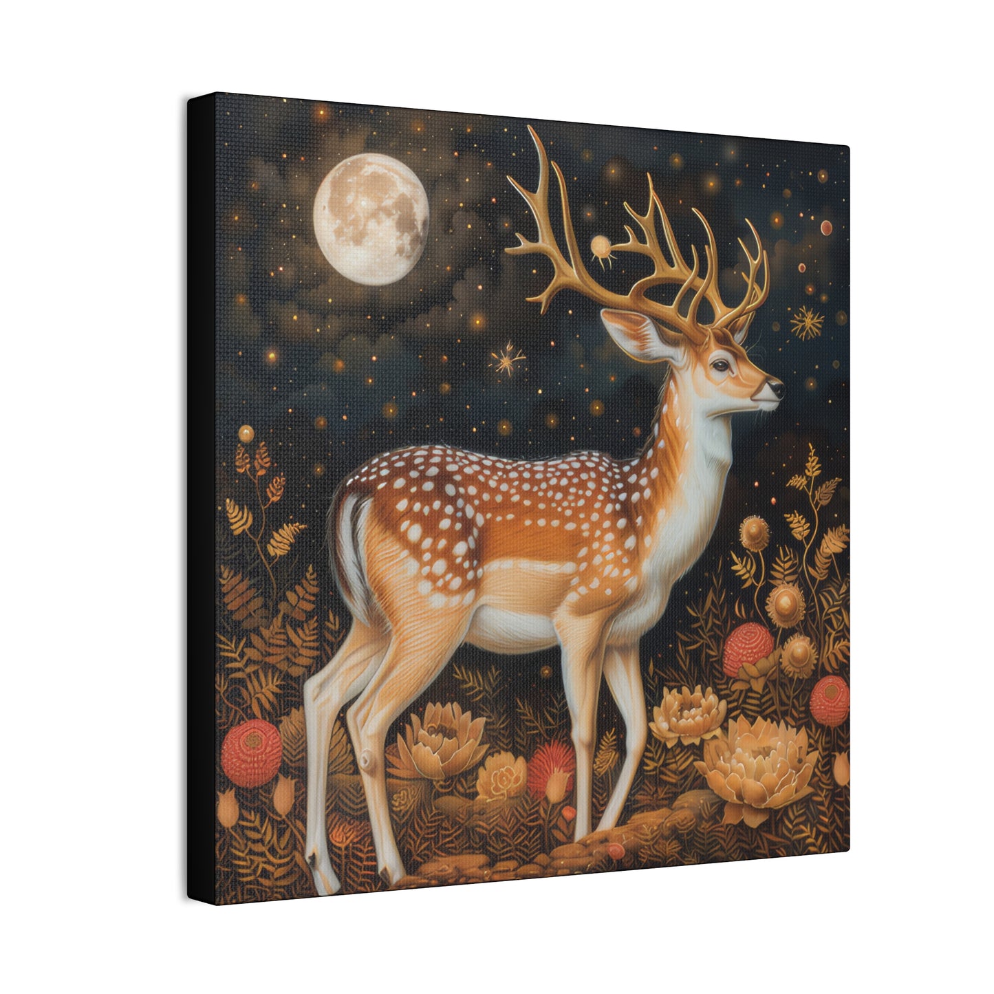 Deer and Moon - Canvas Stretched, 0.75"