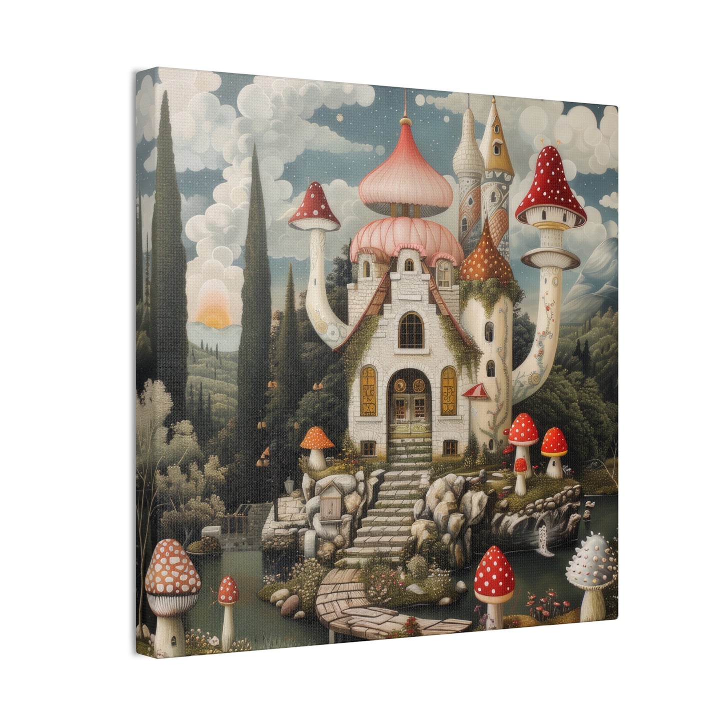 Mushroom House - Canvas Stretched, 0.75"