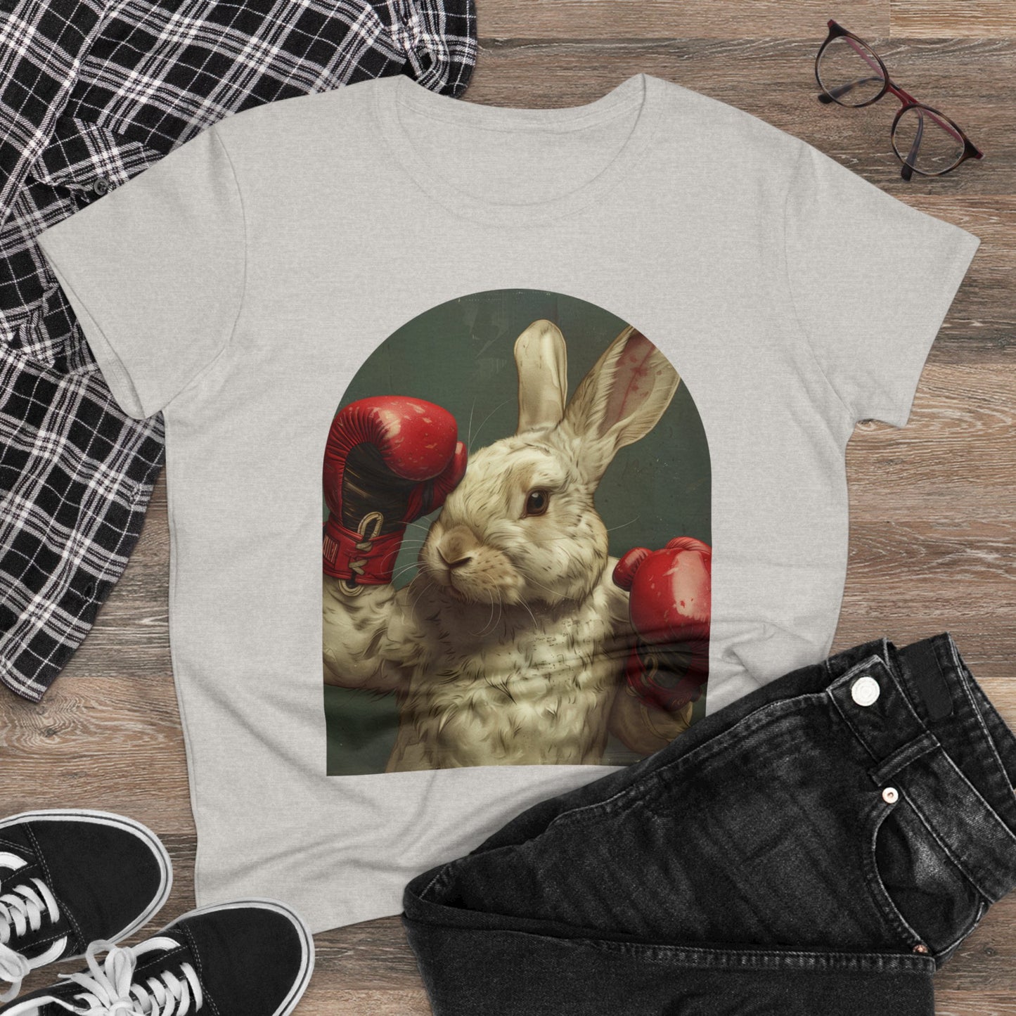 Boxing Rabbit - Women's Midweight Cotton Tee