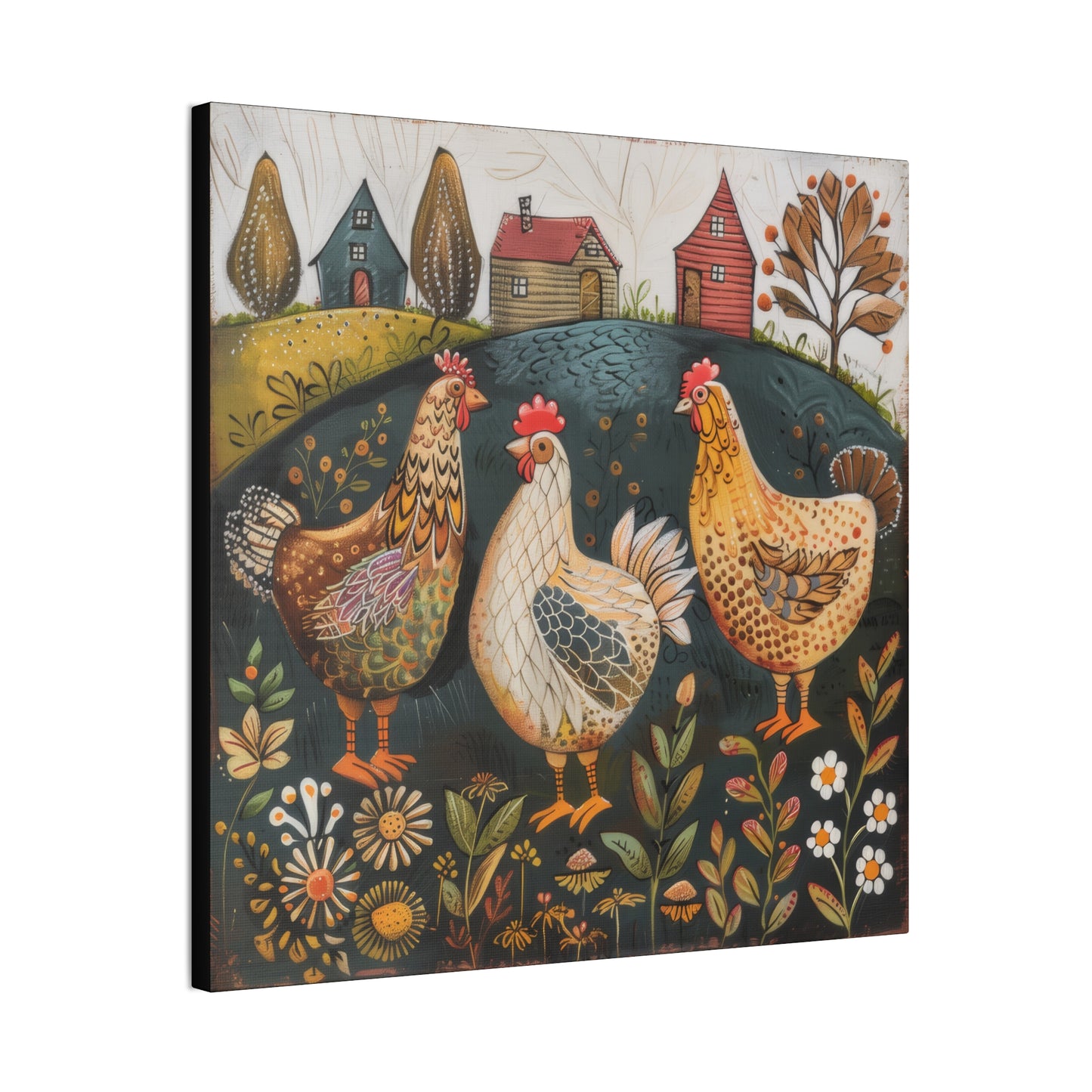 Chickens - Canvas Stretched, 0.75" - Canvas Stretched, 0.75"