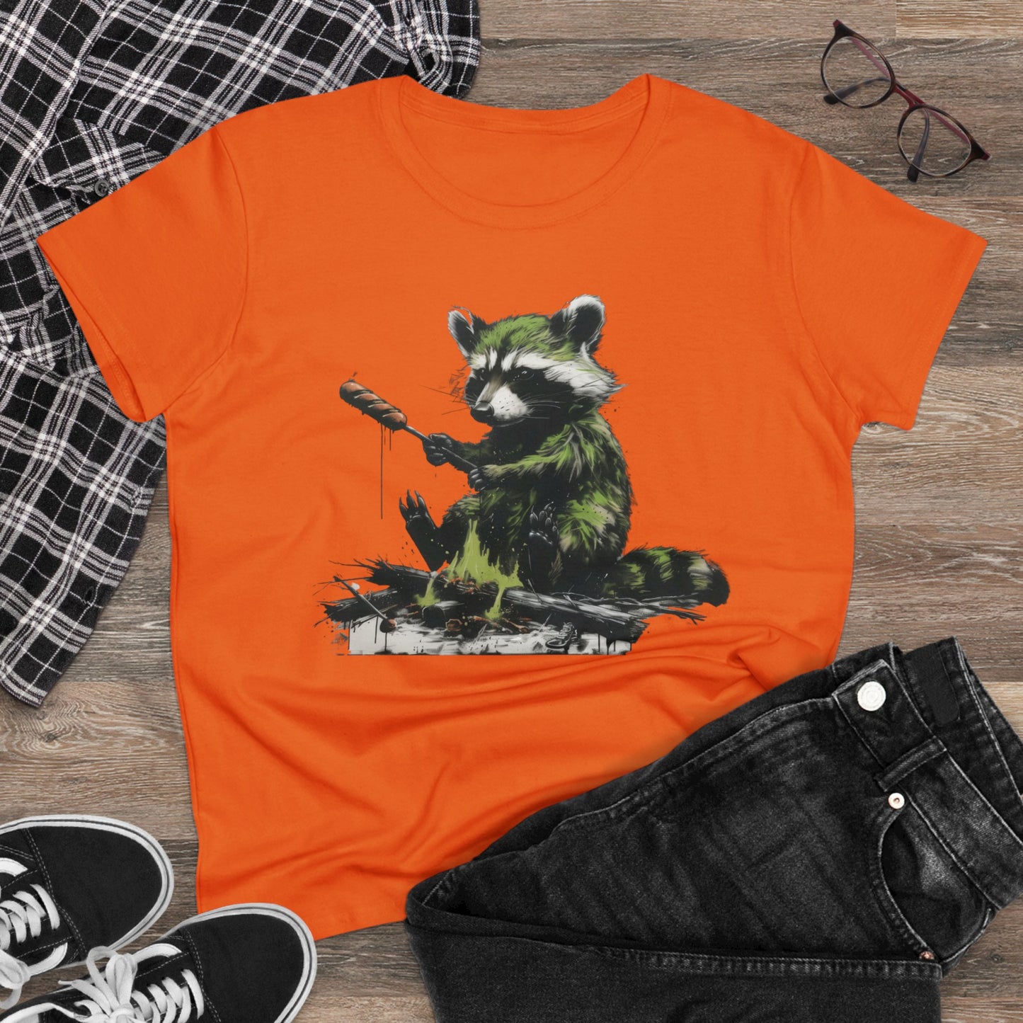 Raccoon Cookout - Women's Midweight Cotton Tee