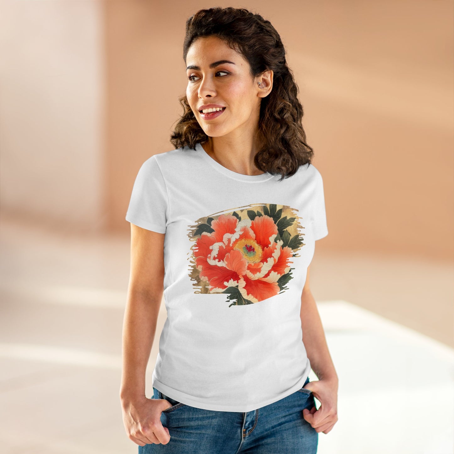 Peony - Flower - Women's Midweight Cotton Tee