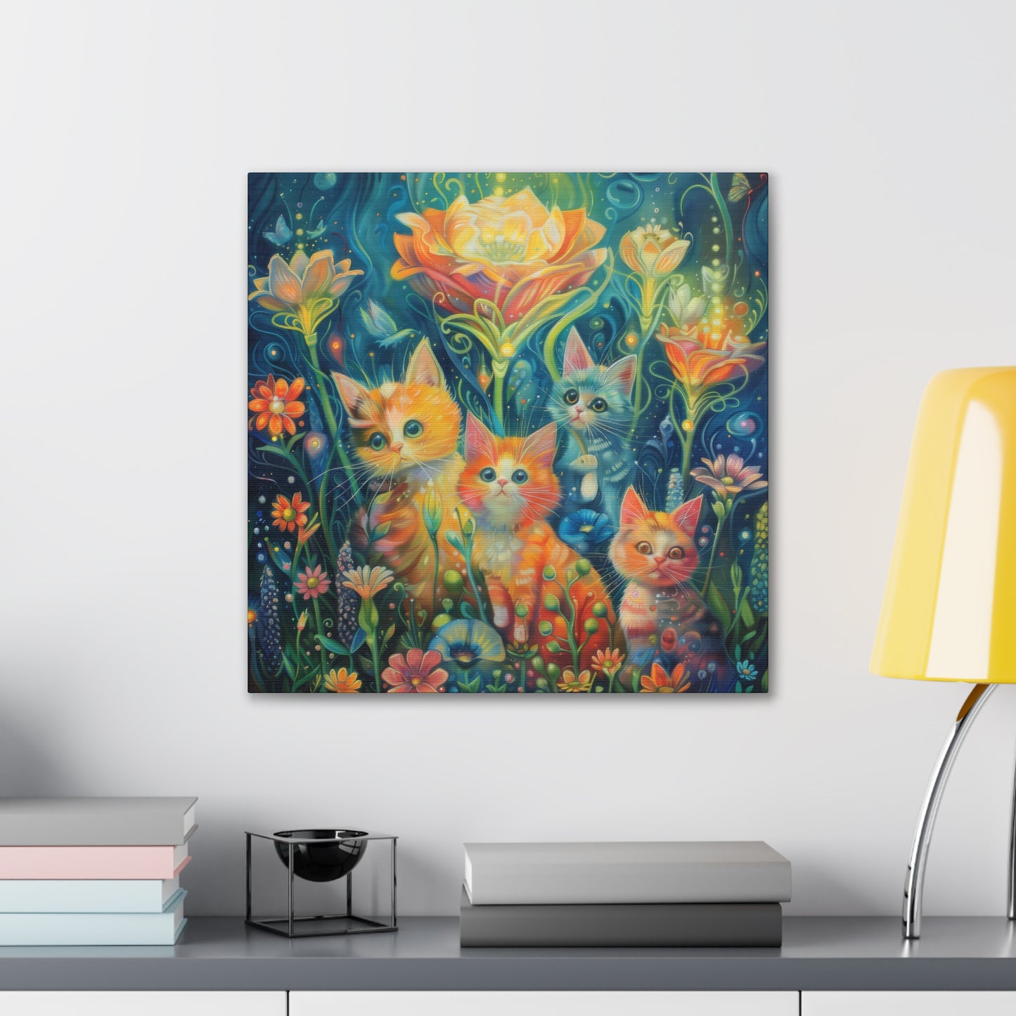 Cats and Flowers - Canvas Stretched, 0.75"