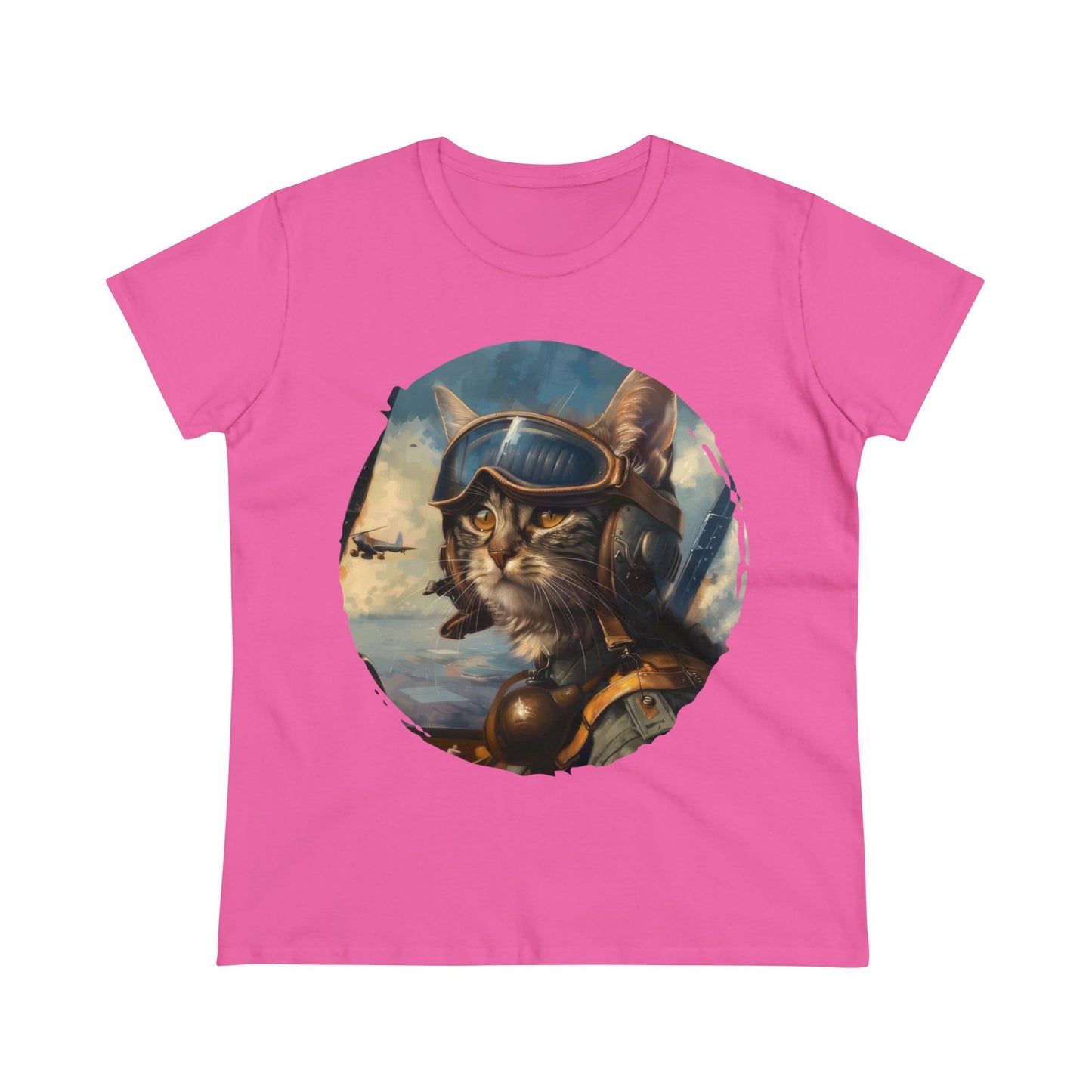 Fighter Pilot Kitty - Women's Midweight Cotton Tee