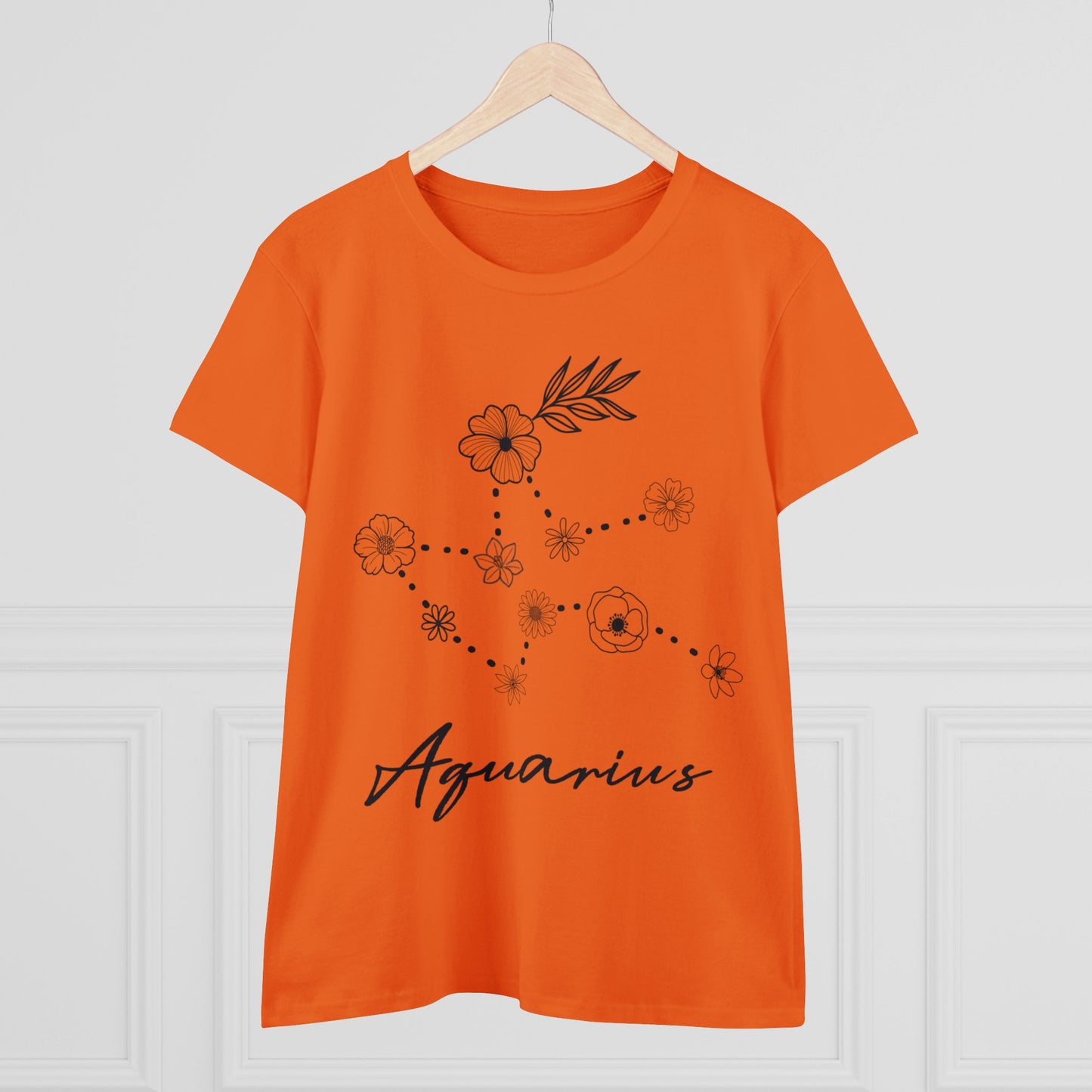 Flower Constellation - Aquarius - Astrology - Women's Midweight Cotton Tee