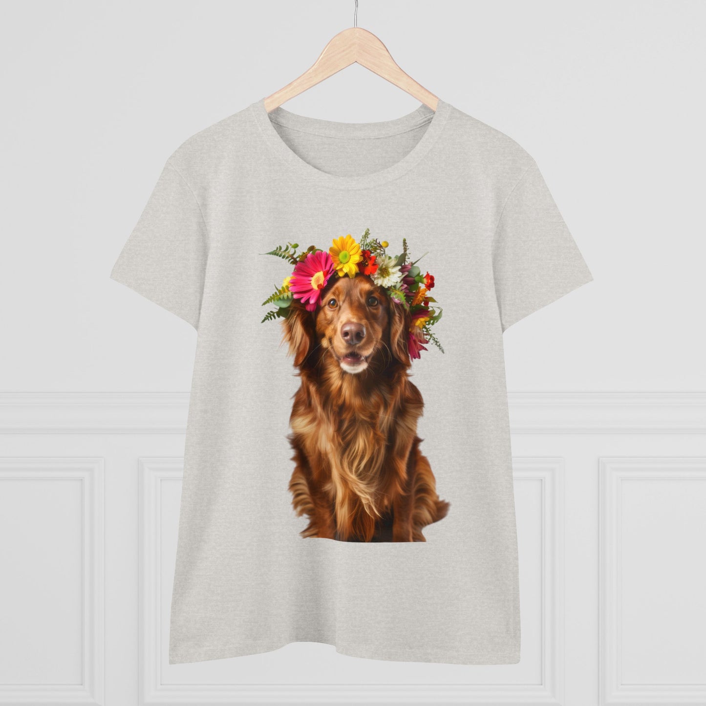 Dog's Flower Crown - Women's Midweight Cotton Tee