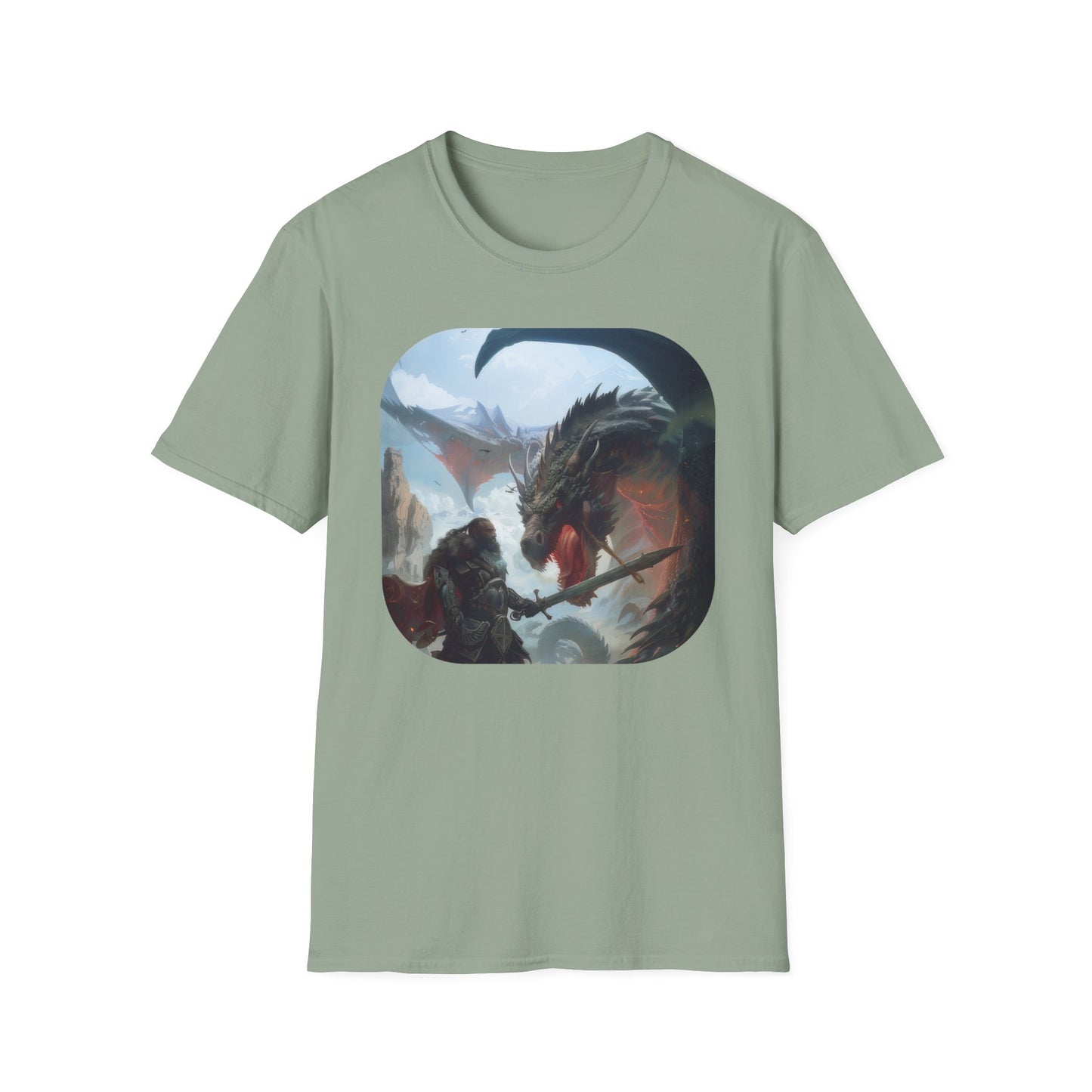 Fighter and Dragon - Unisex Softstyle T-Shirt