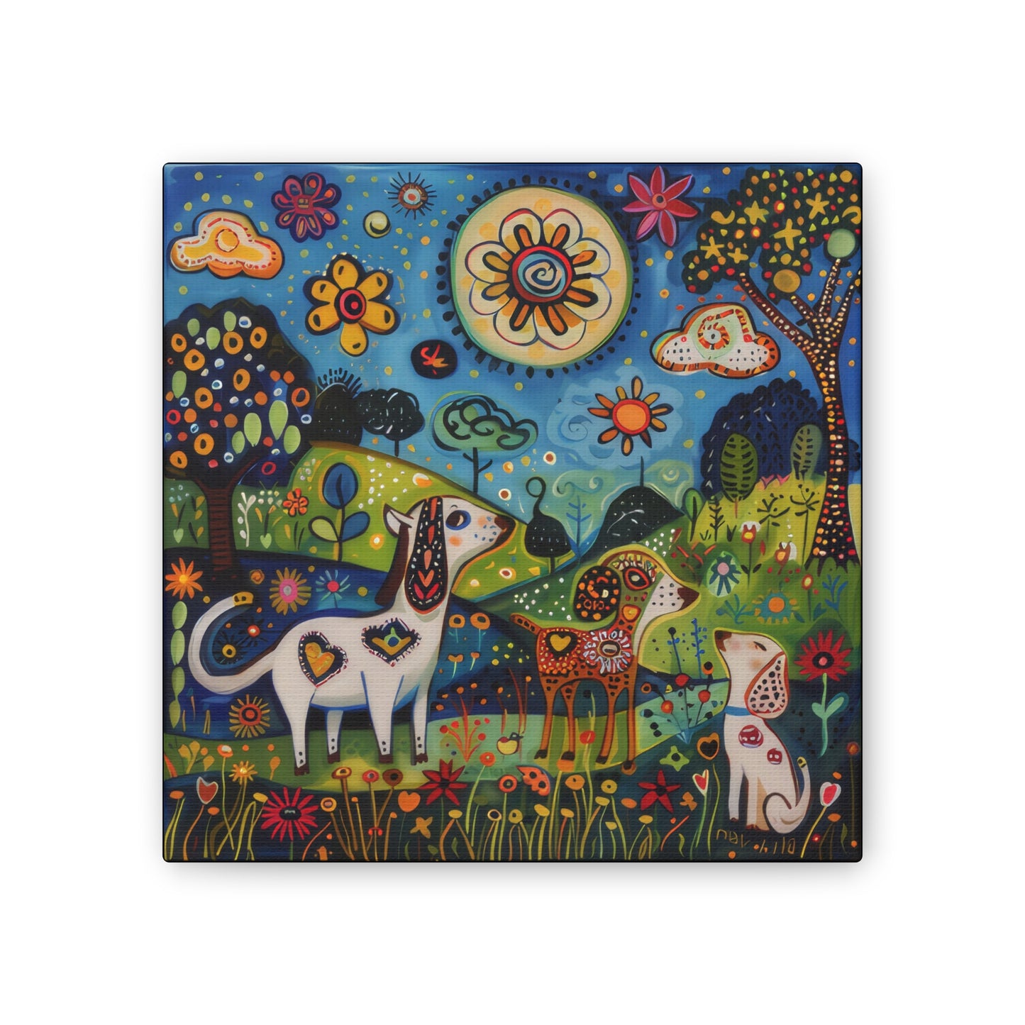 Spring Dogs - Canvas Stretched, 0.75"