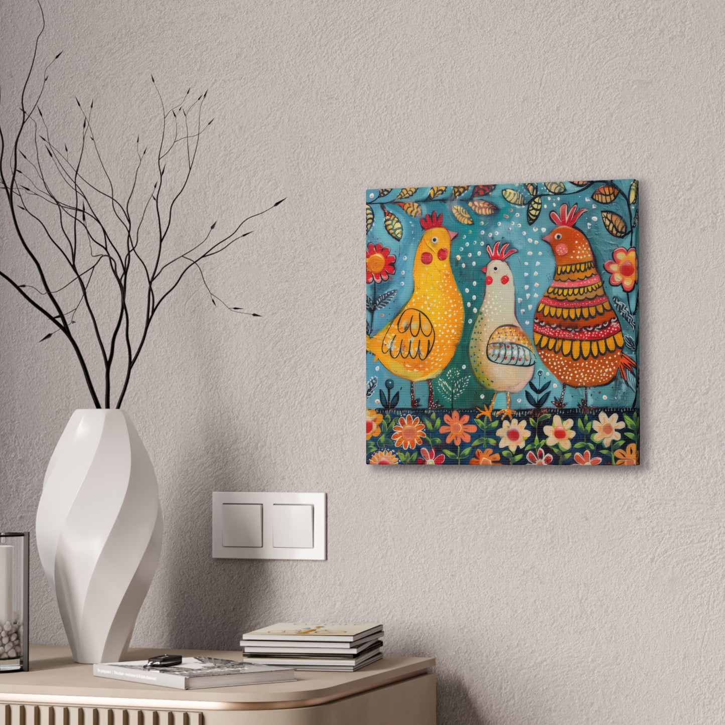 Chickens - Canvas Stretched, 0.75" - Canvas Stretched, 0.75"