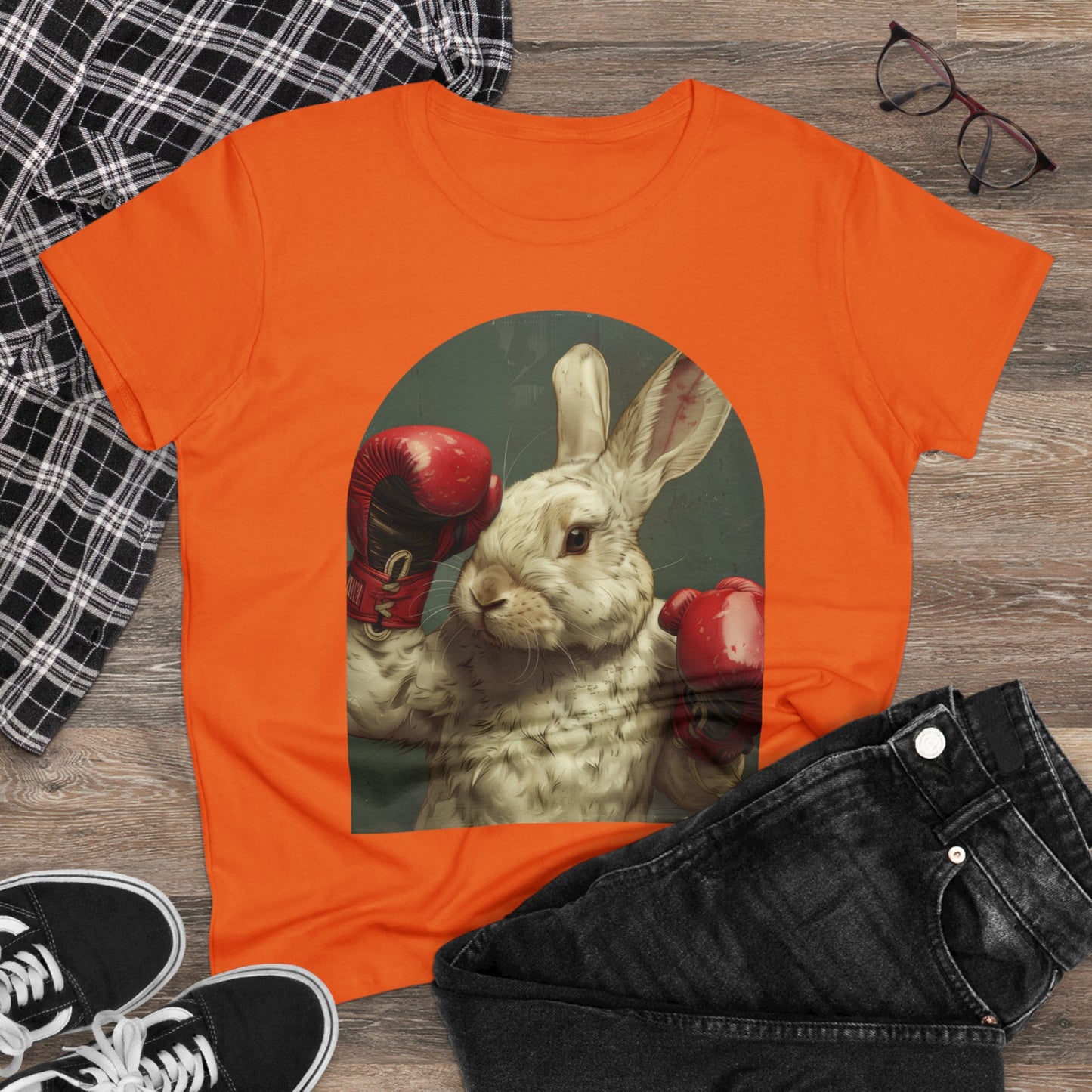 Boxing Rabbit - Women's Midweight Cotton Tee