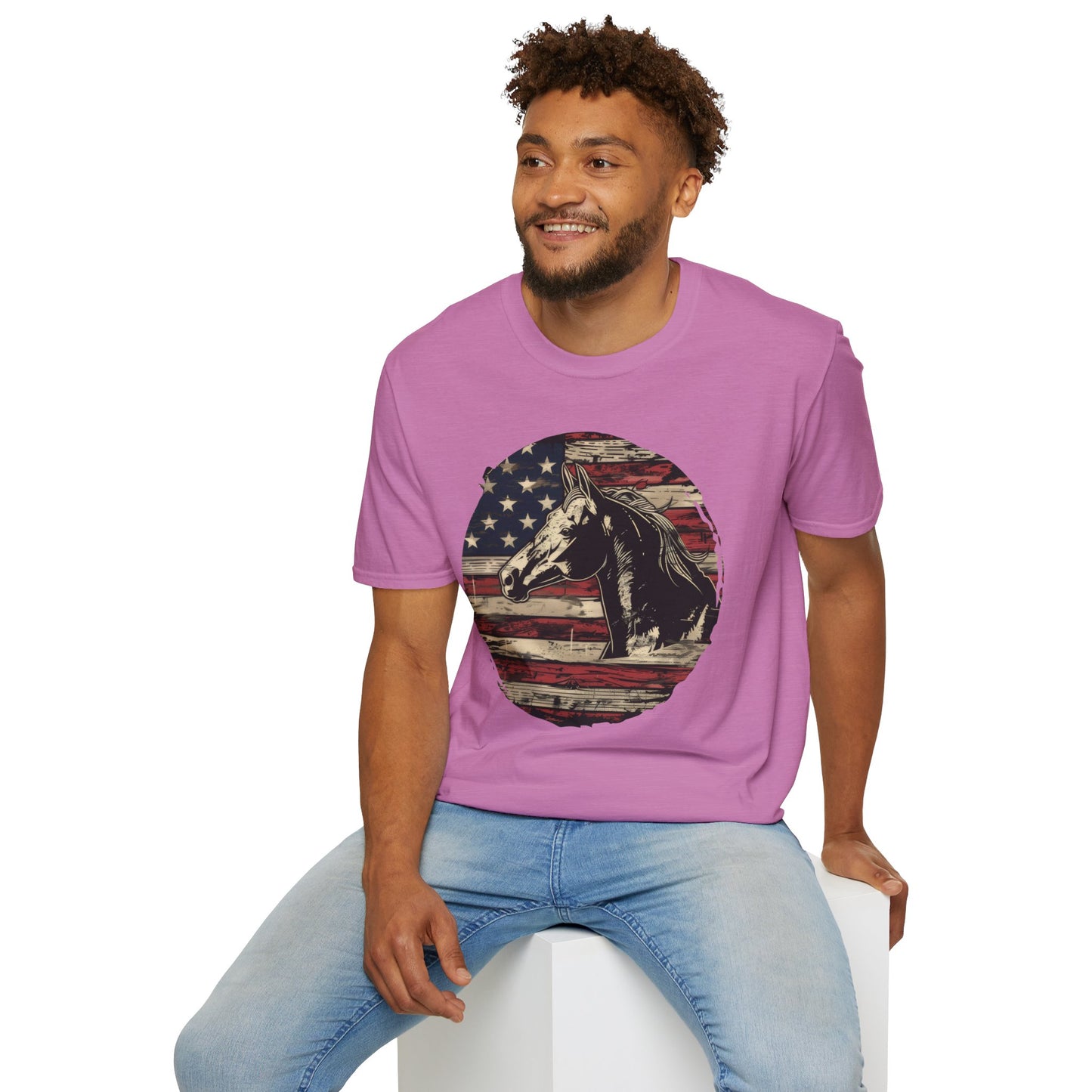 Horse and Flag - Unisex Softstyle T-Shirt