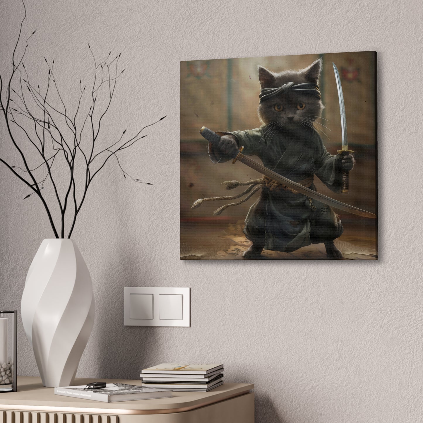 Ninja Kitty - Canvas Stretched, 0.75"