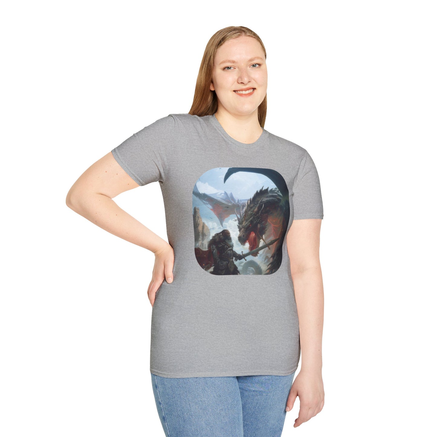 Fighter and Dragon - Unisex Softstyle T-Shirt