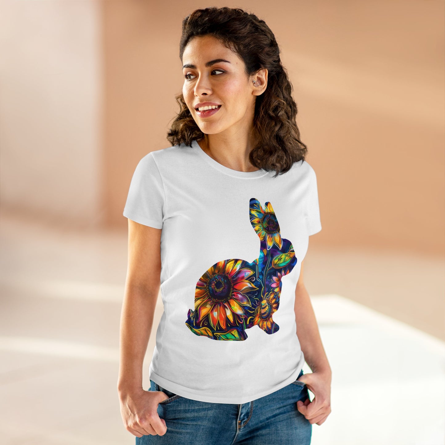 Flower Bunny - Women's Midweight Cotton Tee