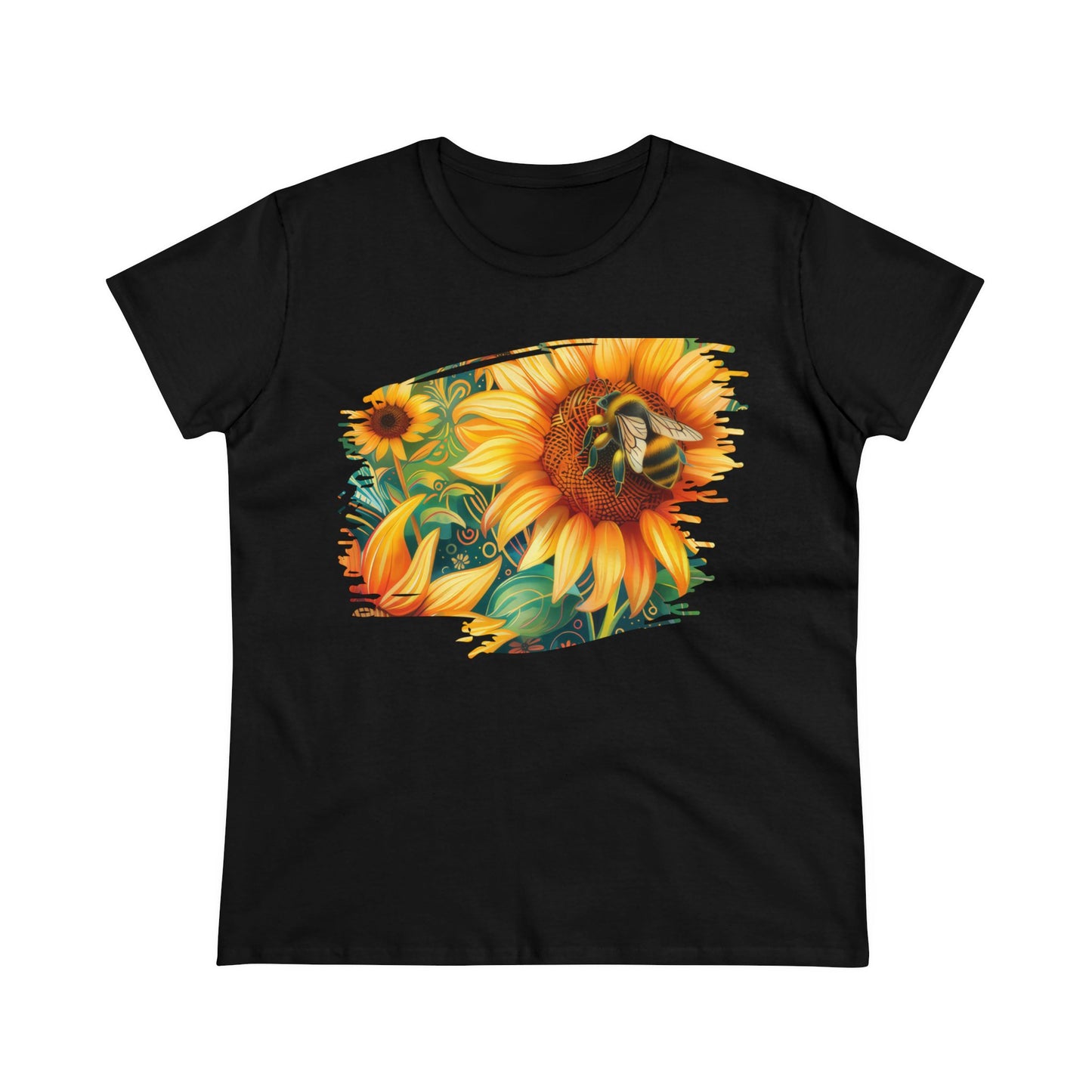 Sunflowers and Bee - Women's Midweight Cotton Tee