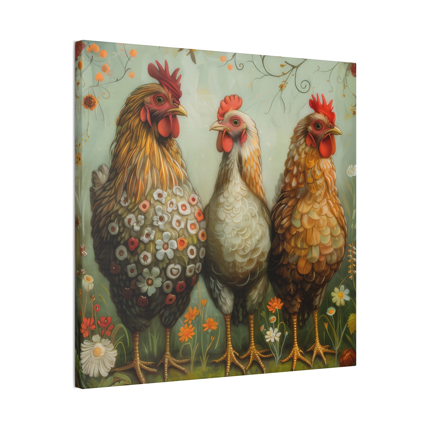 Chickens - Canvas Stretched, 0.75" - Canvas Stretched, 0.75"