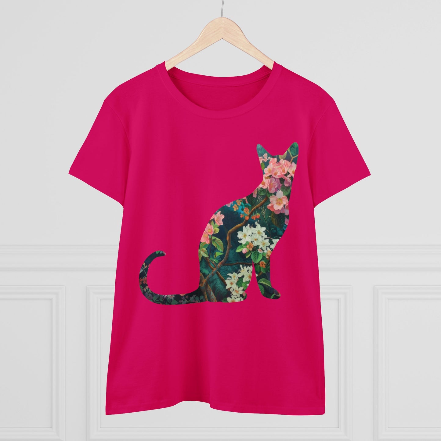 Flowery Cat - Women's Midweight Cotton Tee