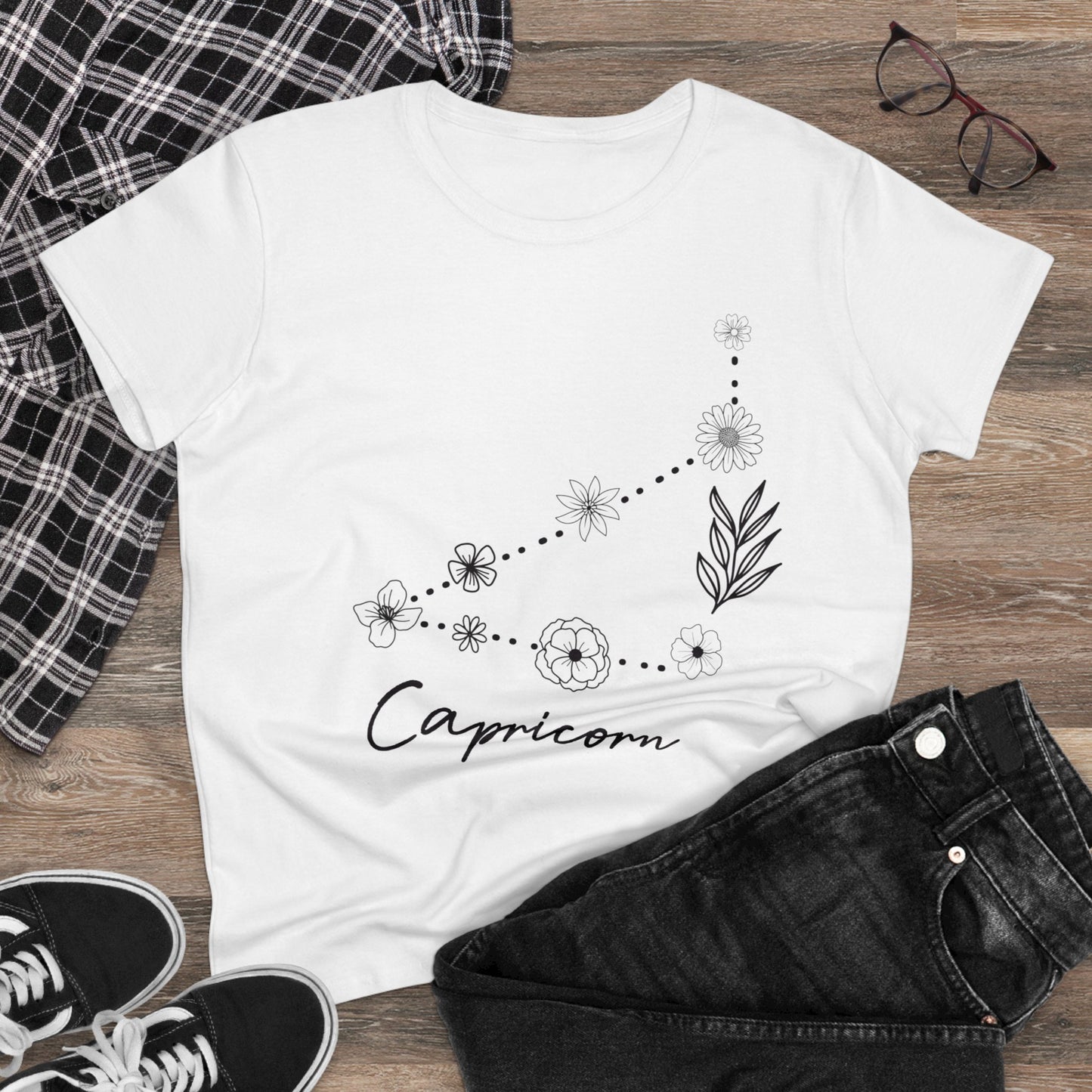 Flower Constellation - Capricorn - Astrology - Women's Midweight Cotton Tee