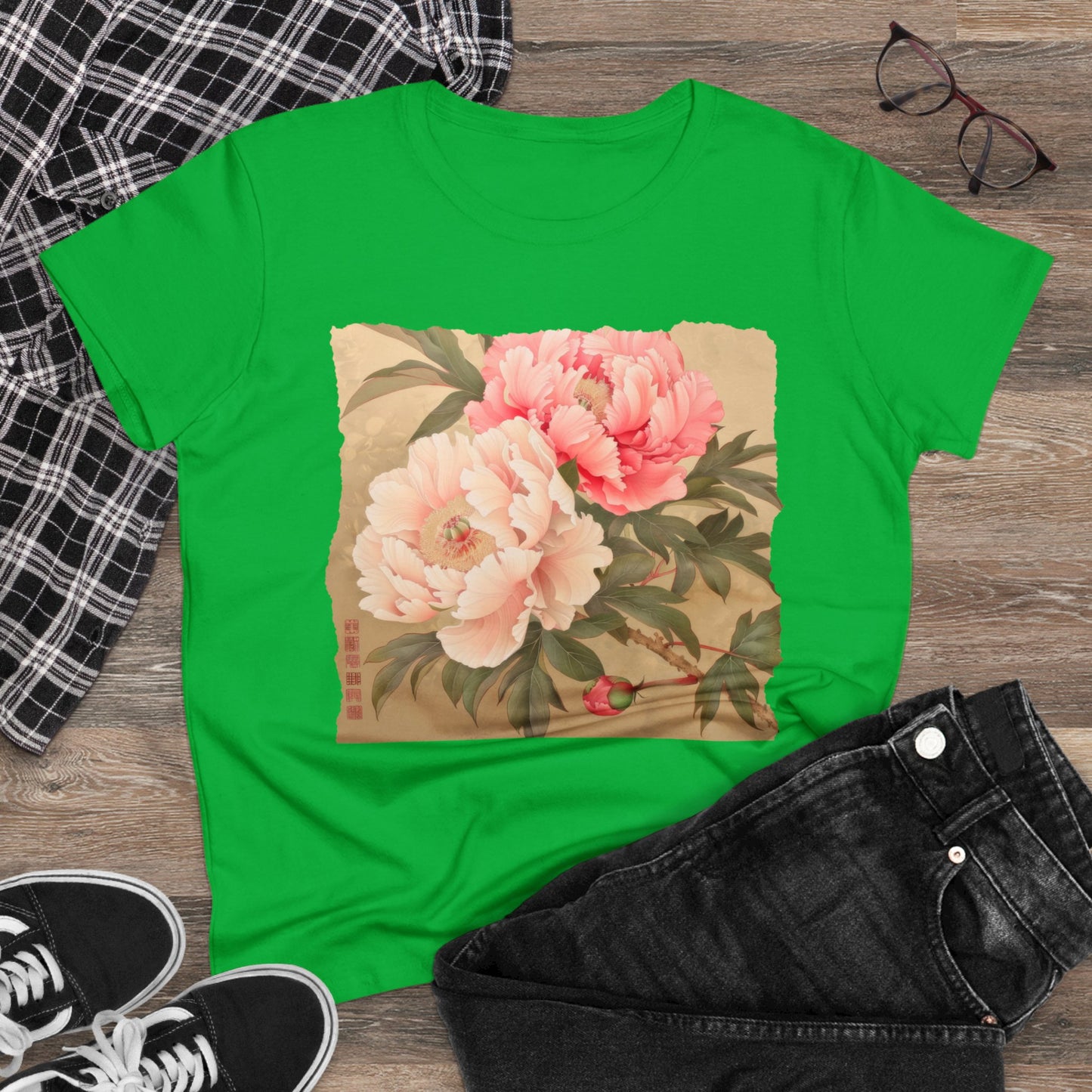 Peony - Flower - Women's Midweight Cotton Tee