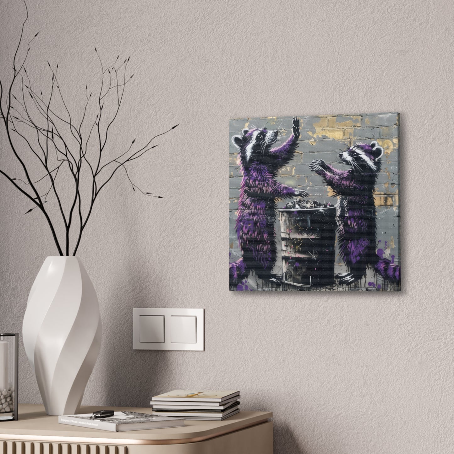 Thankful Raccoons - Canvas Stretched, 0.75"