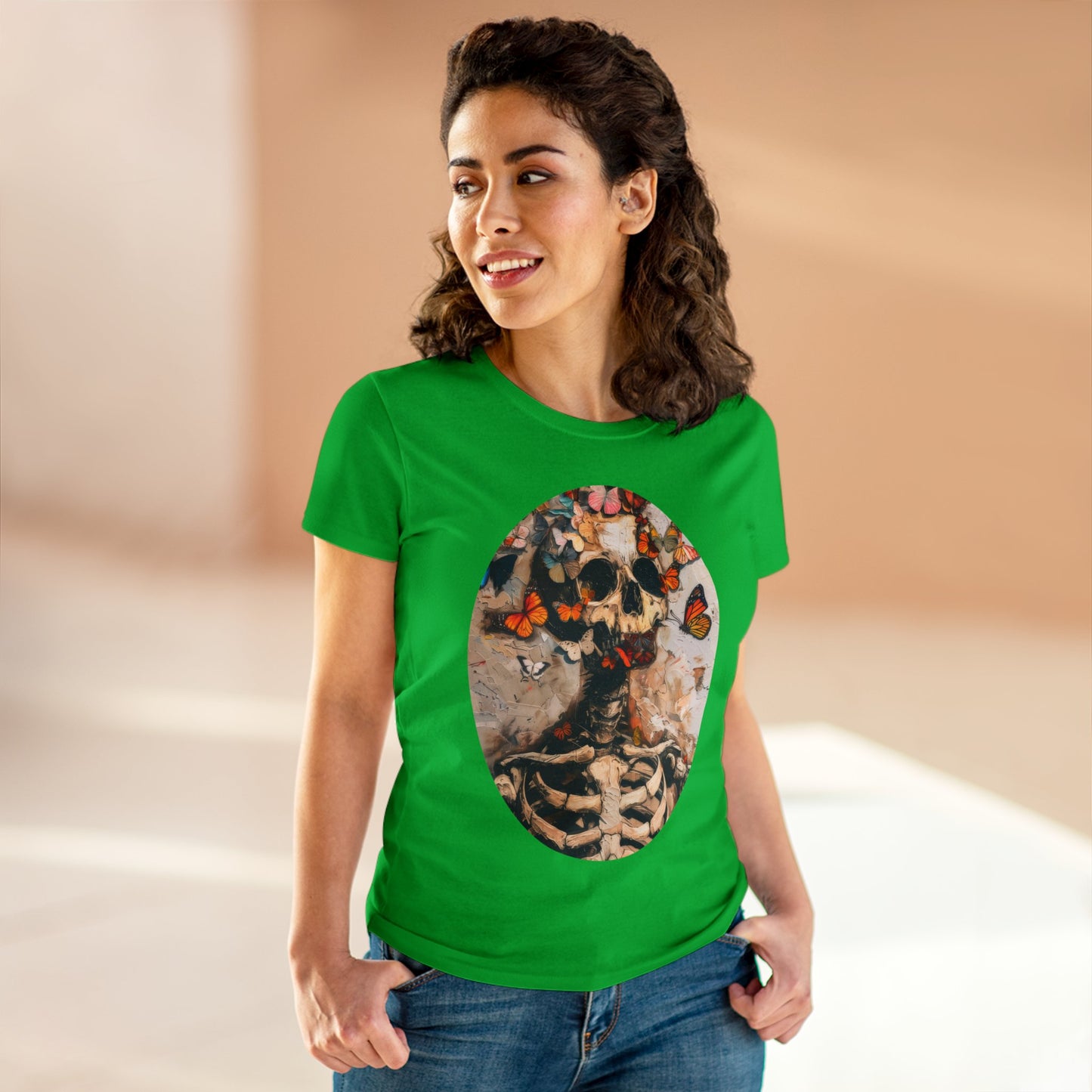 Skeleton and Butterflies - Women's Midweight Cotton Tee