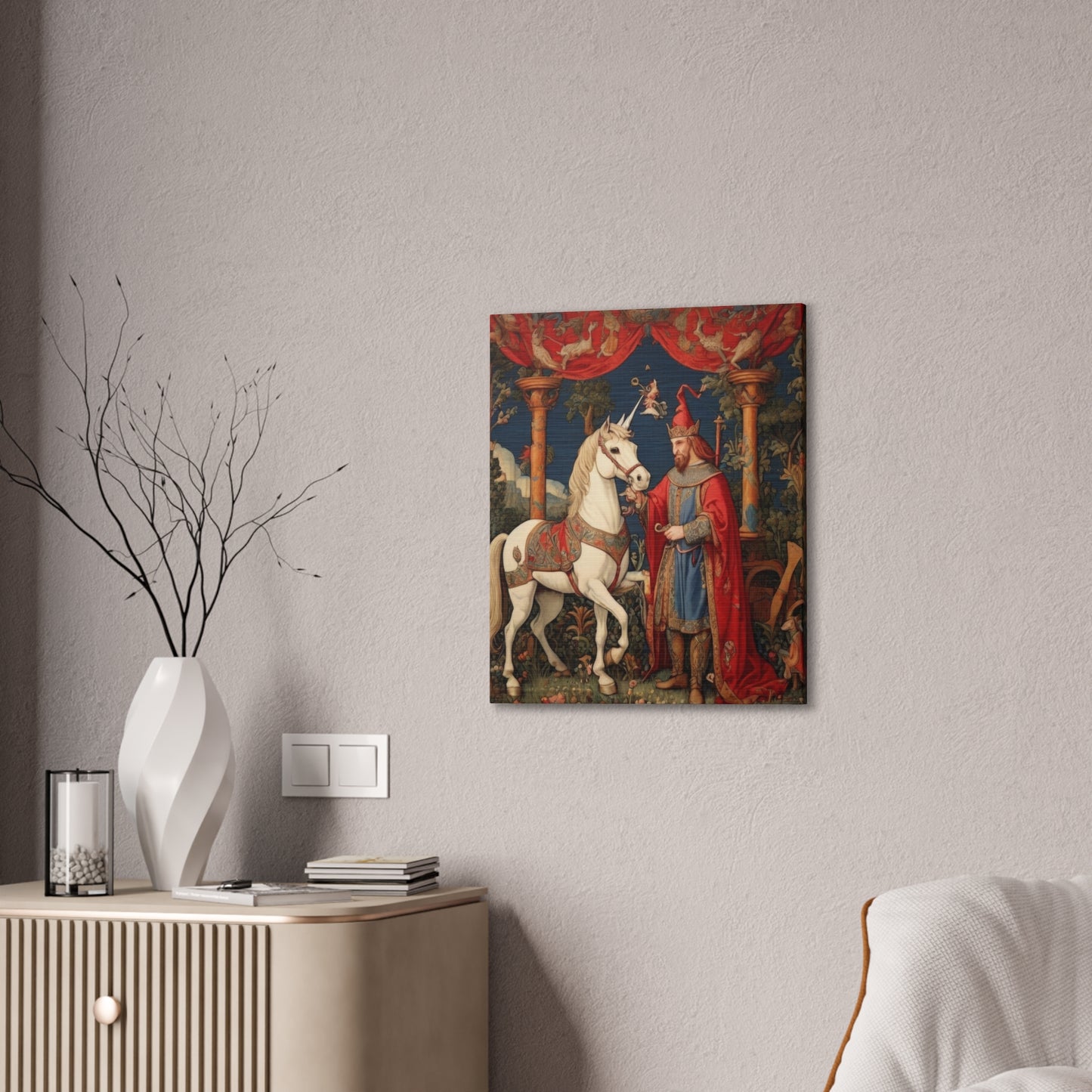 Mage and the Unicorn Tapestry - Canvas Stretched, 0.75"