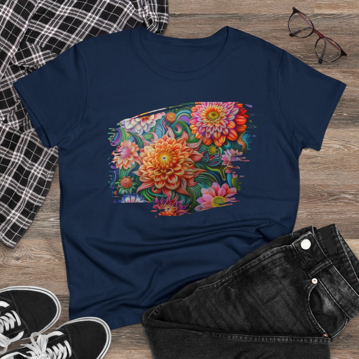 Pastel Flowers - Women's Midweight Cotton Tee