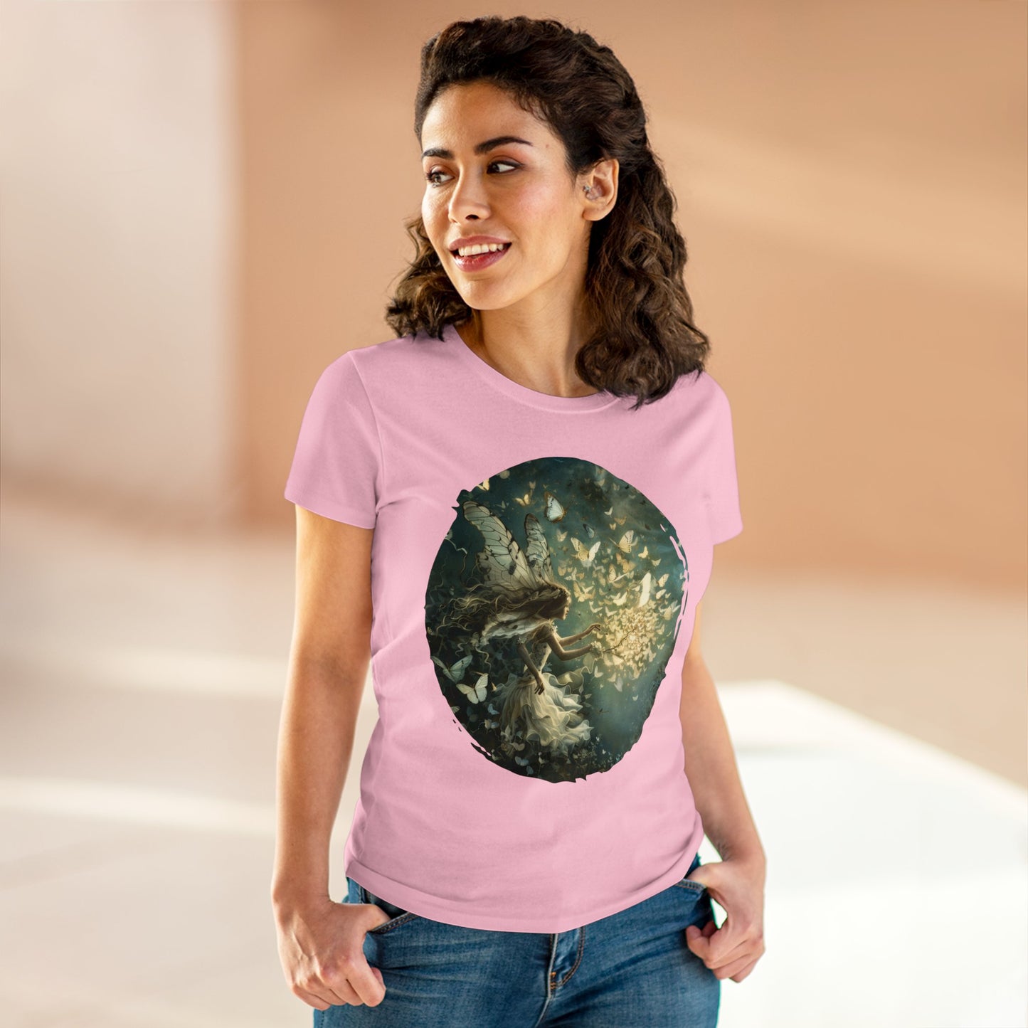 Fairy and Butterflies - Fantasy - Women's Midweight Cotton Tee