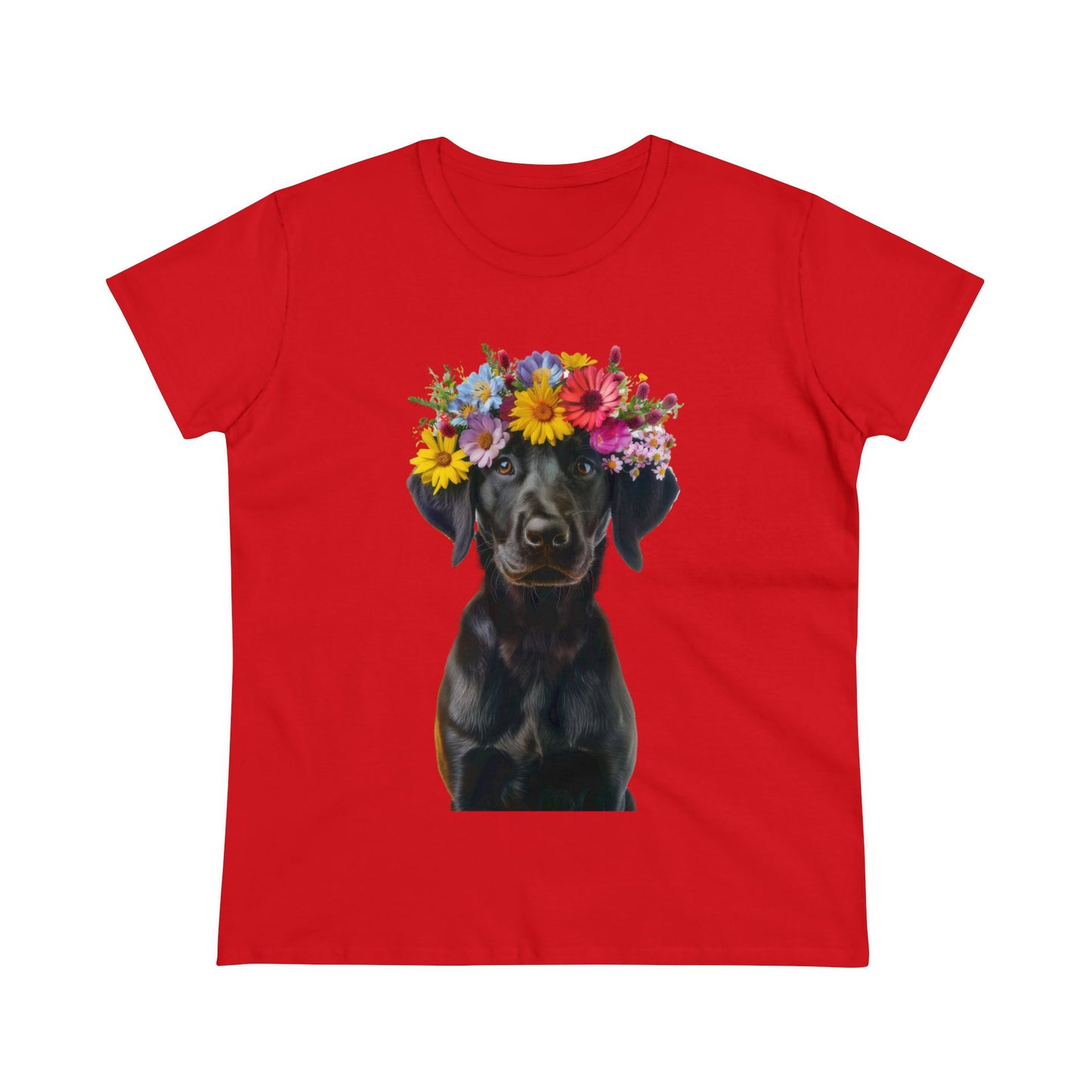 Dog's Flower Crown - Women's Midweight Cotton Tee