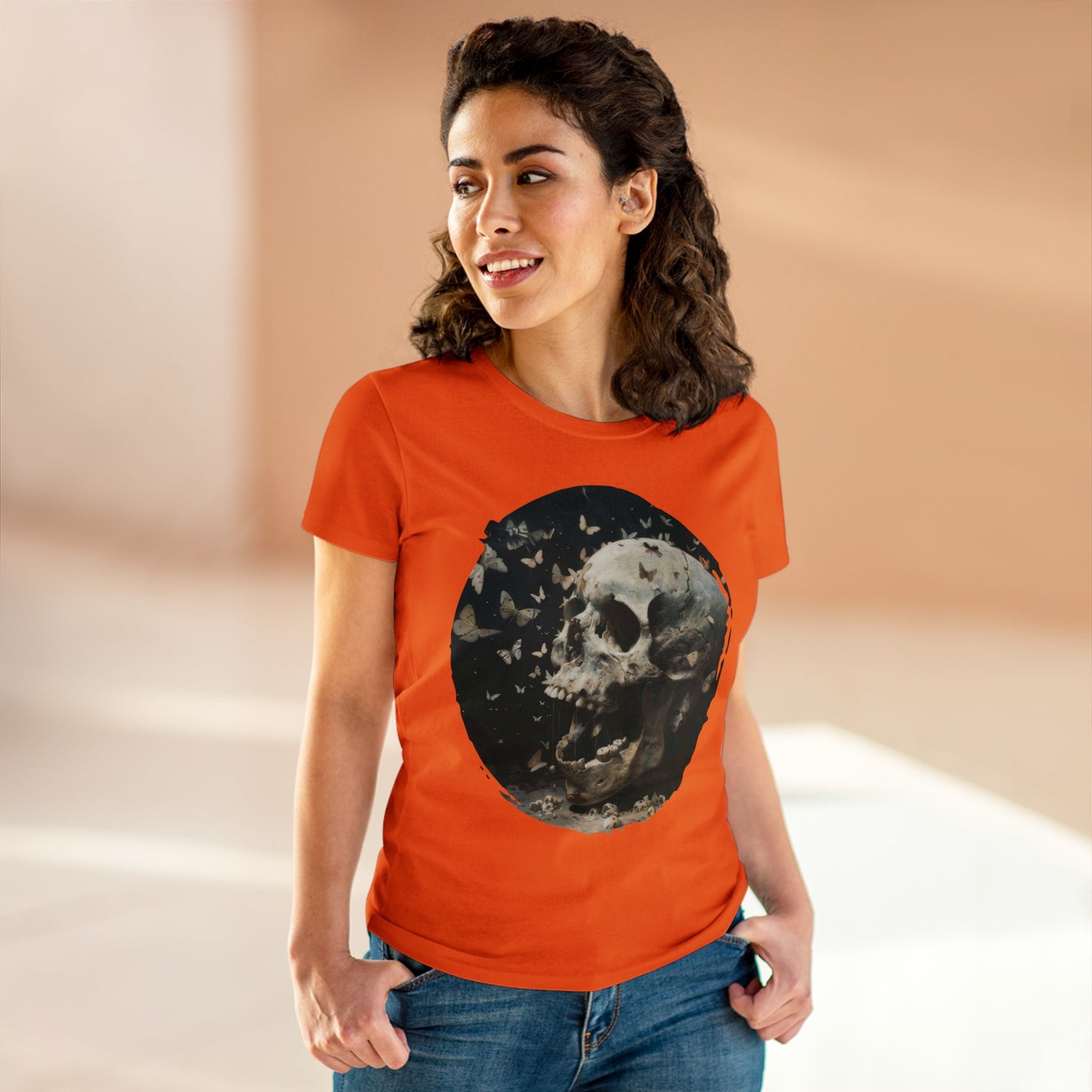 Skull and Butterflies - Women's Midweight Cotton Tee