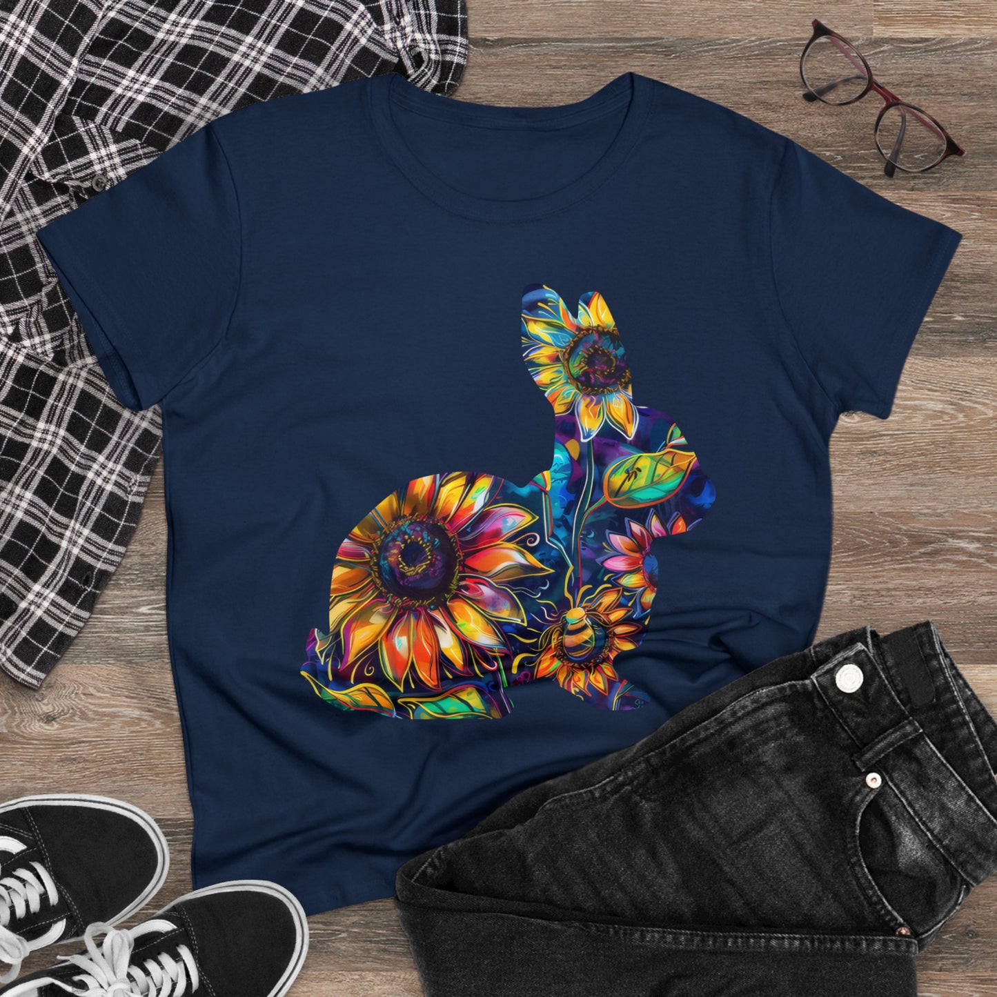 Flower Bunny - Women's Midweight Cotton Tee