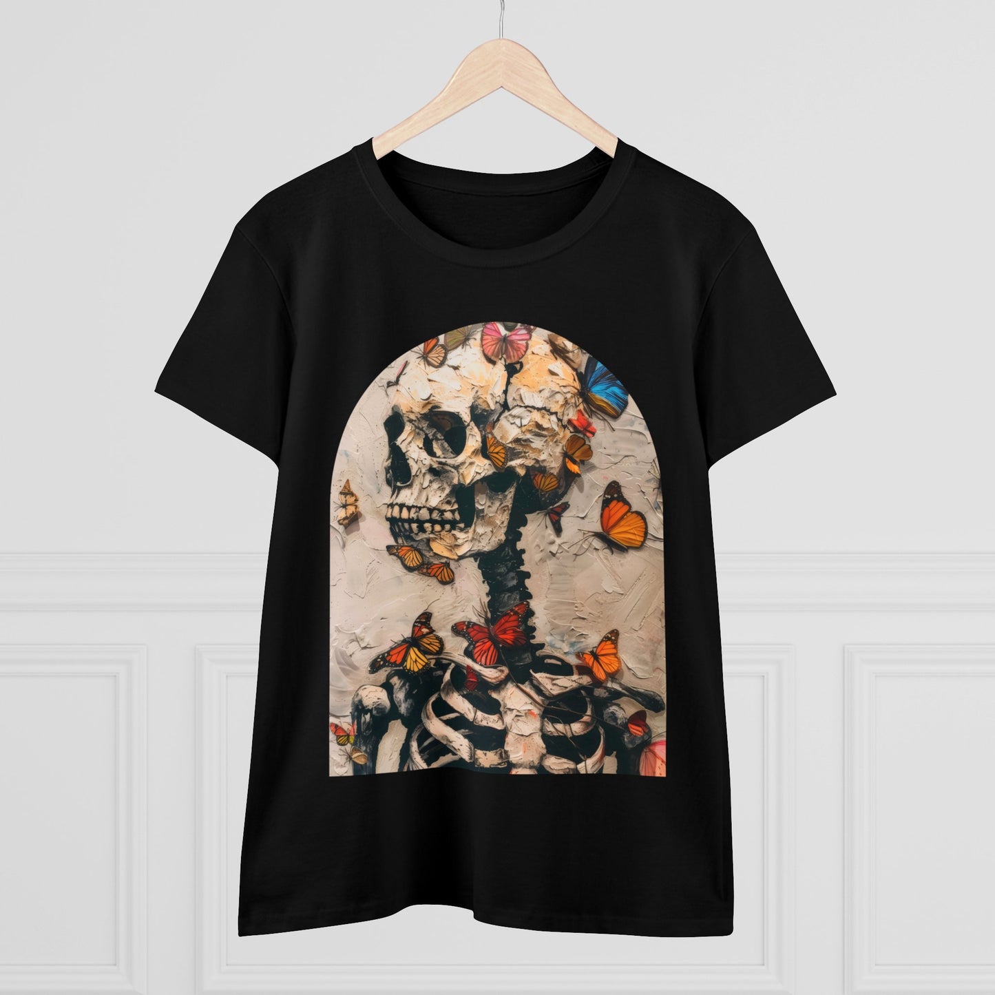 Skeleton and Butterflies - Women's Midweight Cotton Tee