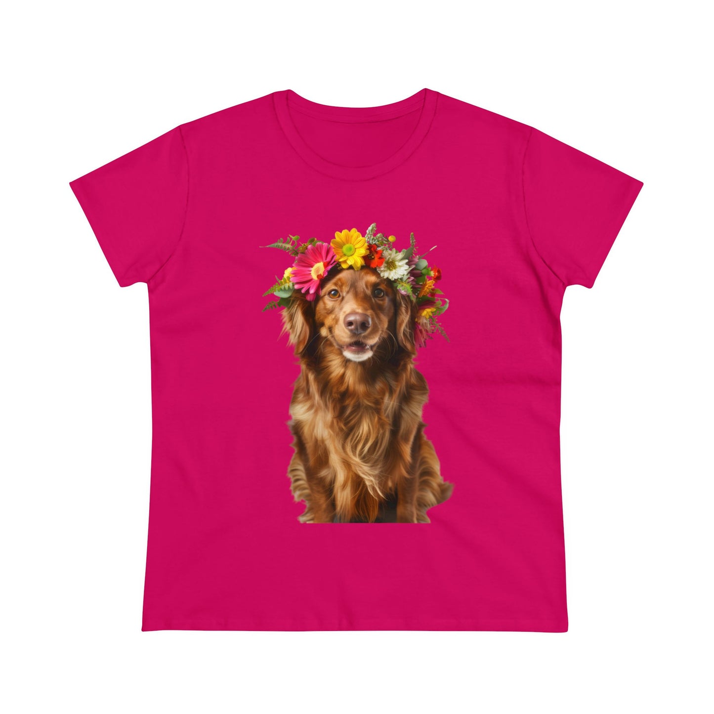 Dog's Flower Crown - Women's Midweight Cotton Tee