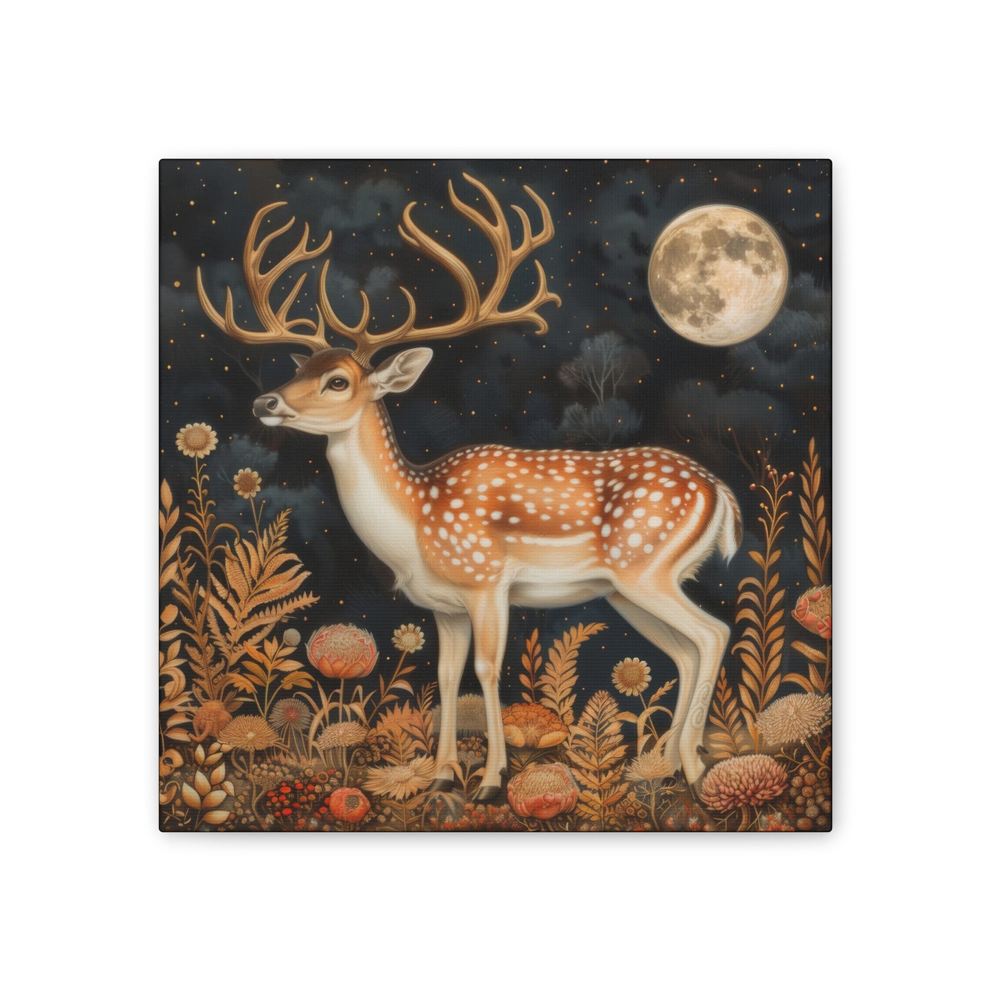 Deer and Moon - Canvas Stretched, 0.75"