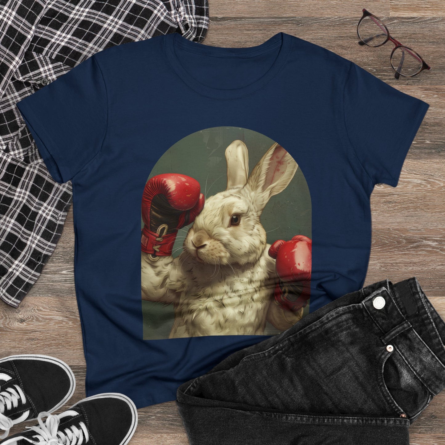 Boxing Rabbit - Women's Midweight Cotton Tee