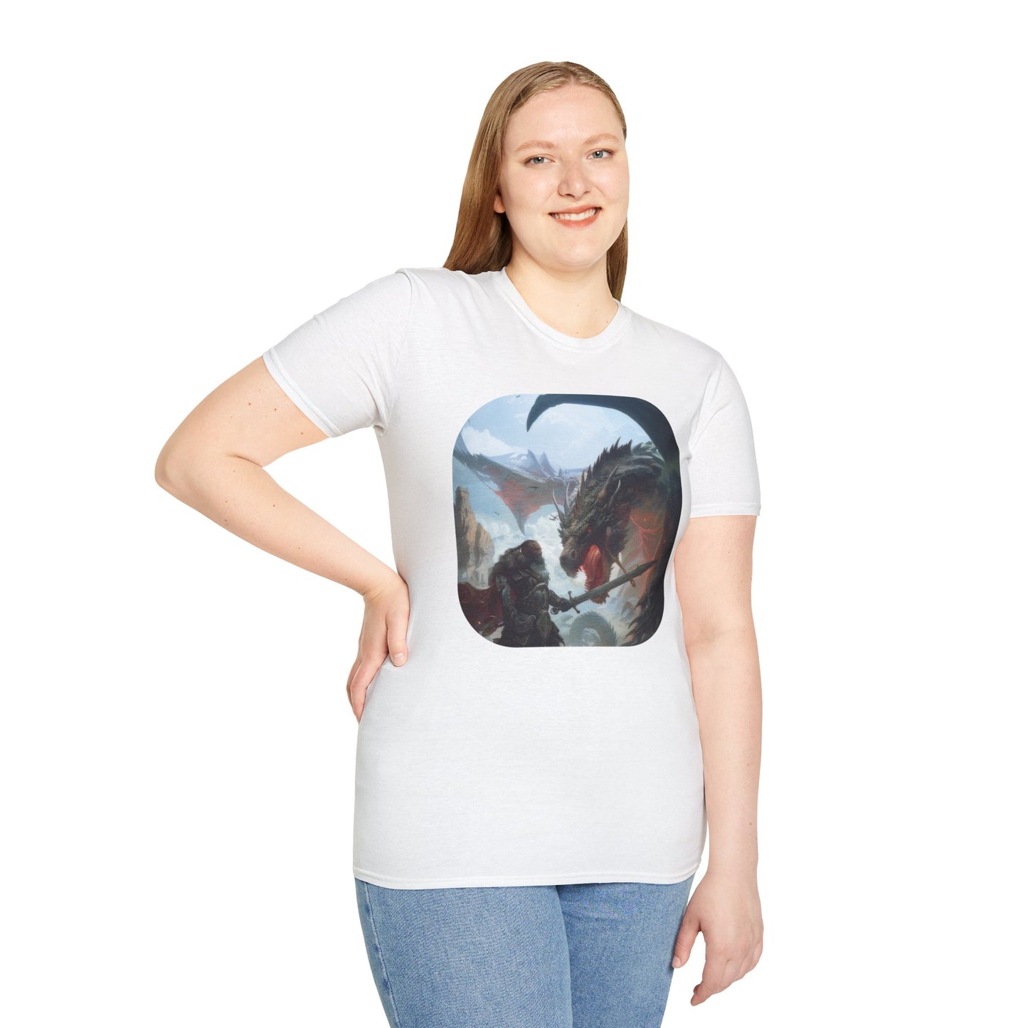 Fighter and Dragon - Unisex Softstyle T-Shirt