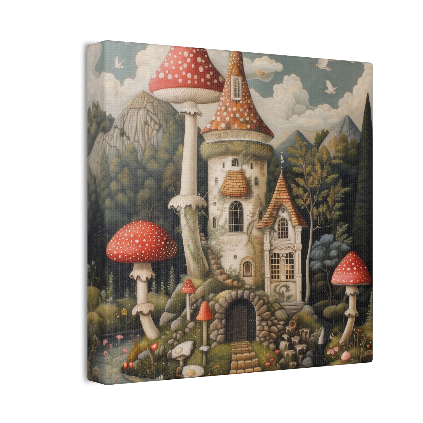 Mushroom House - Canvas Stretched, 0.75"