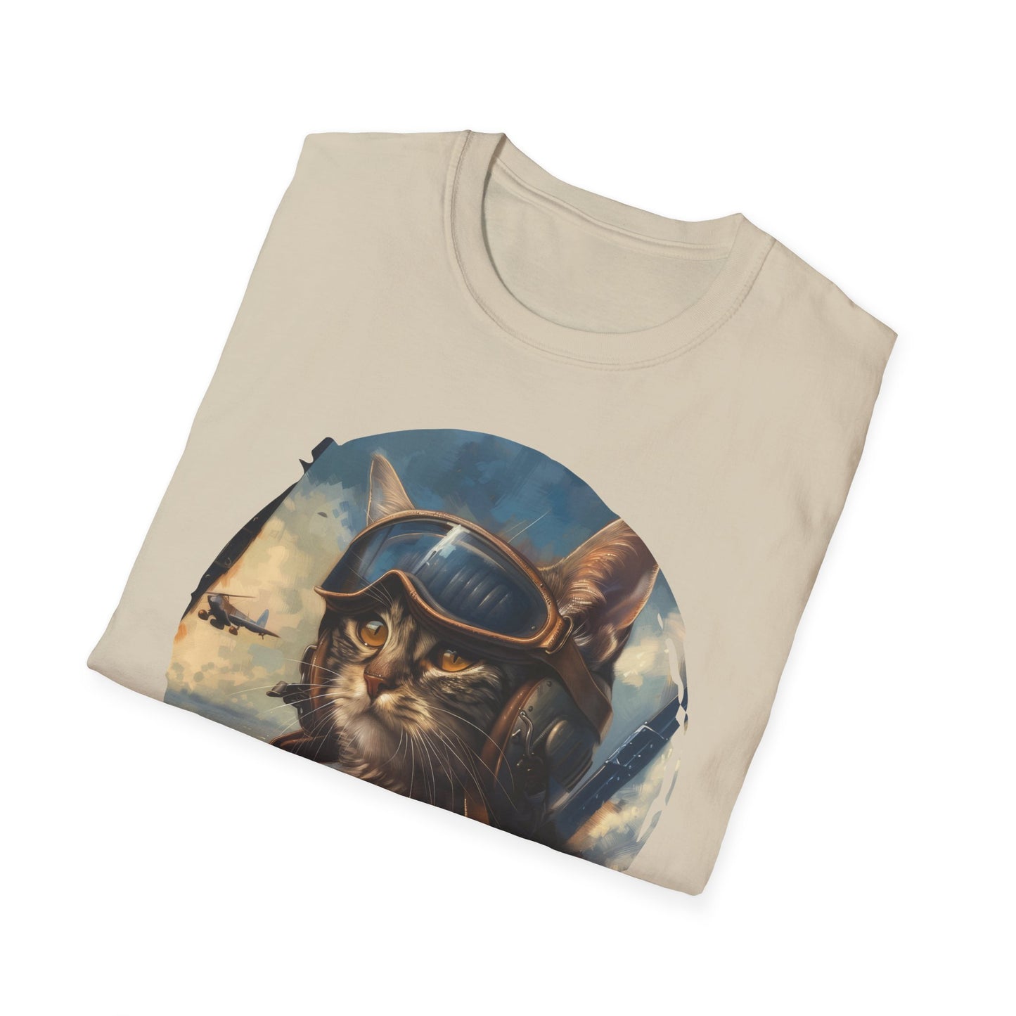 Cat Fighter Pilot - Unisex Softstyle T-Shirt