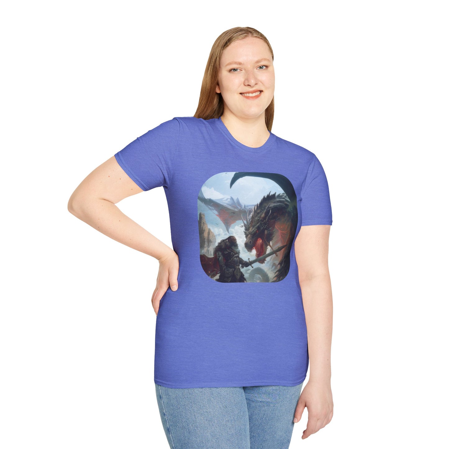 Fighter and Dragon - Unisex Softstyle T-Shirt