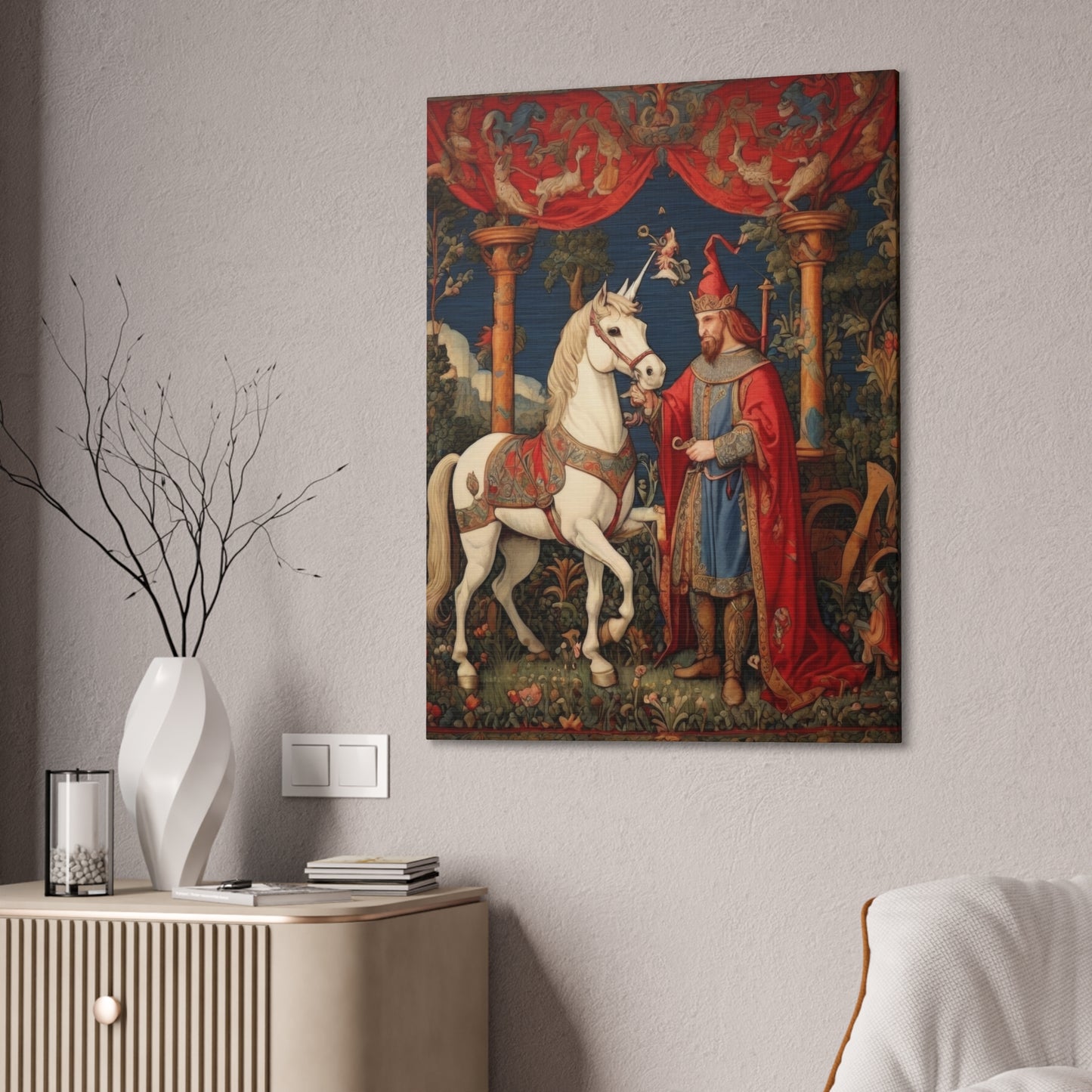 Mage and the Unicorn Tapestry - Canvas Stretched, 0.75"