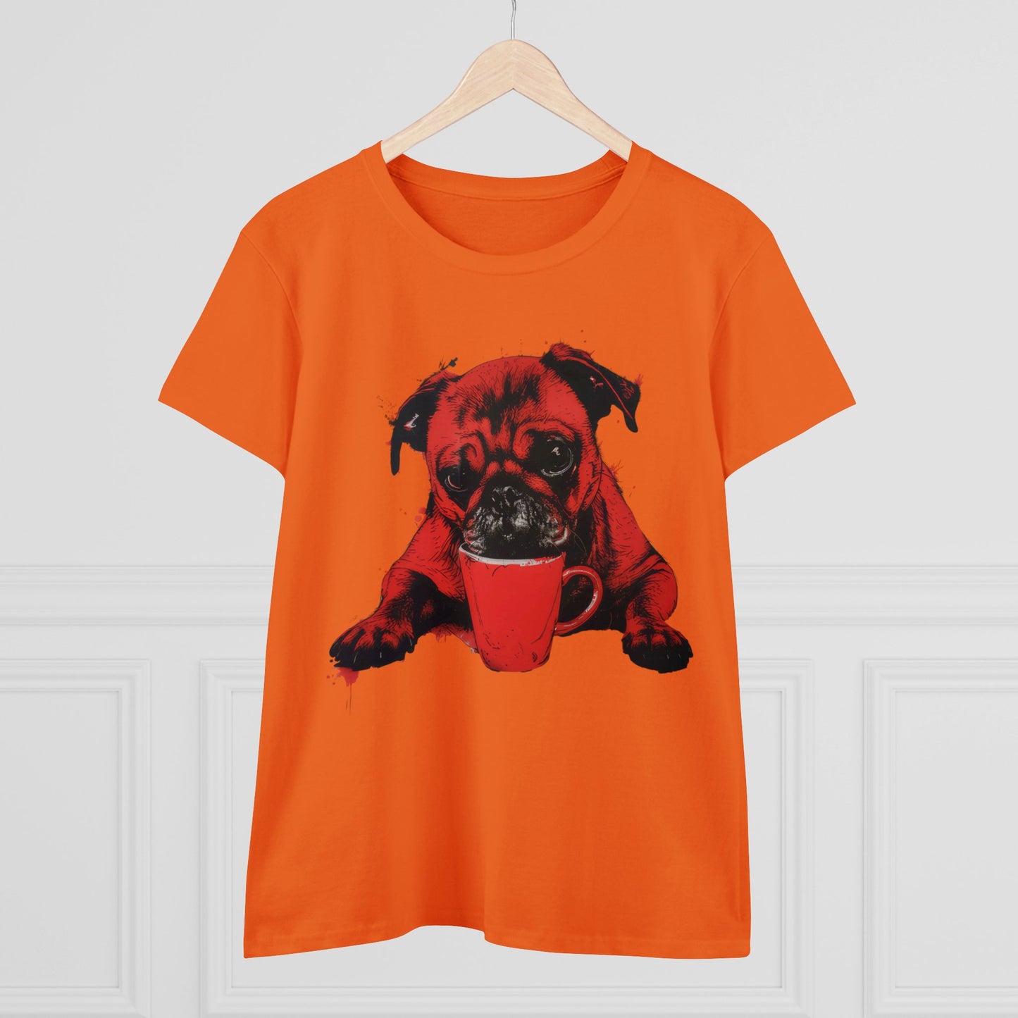 Dog Likes Coffee - Women's Midweight Cotton Tee