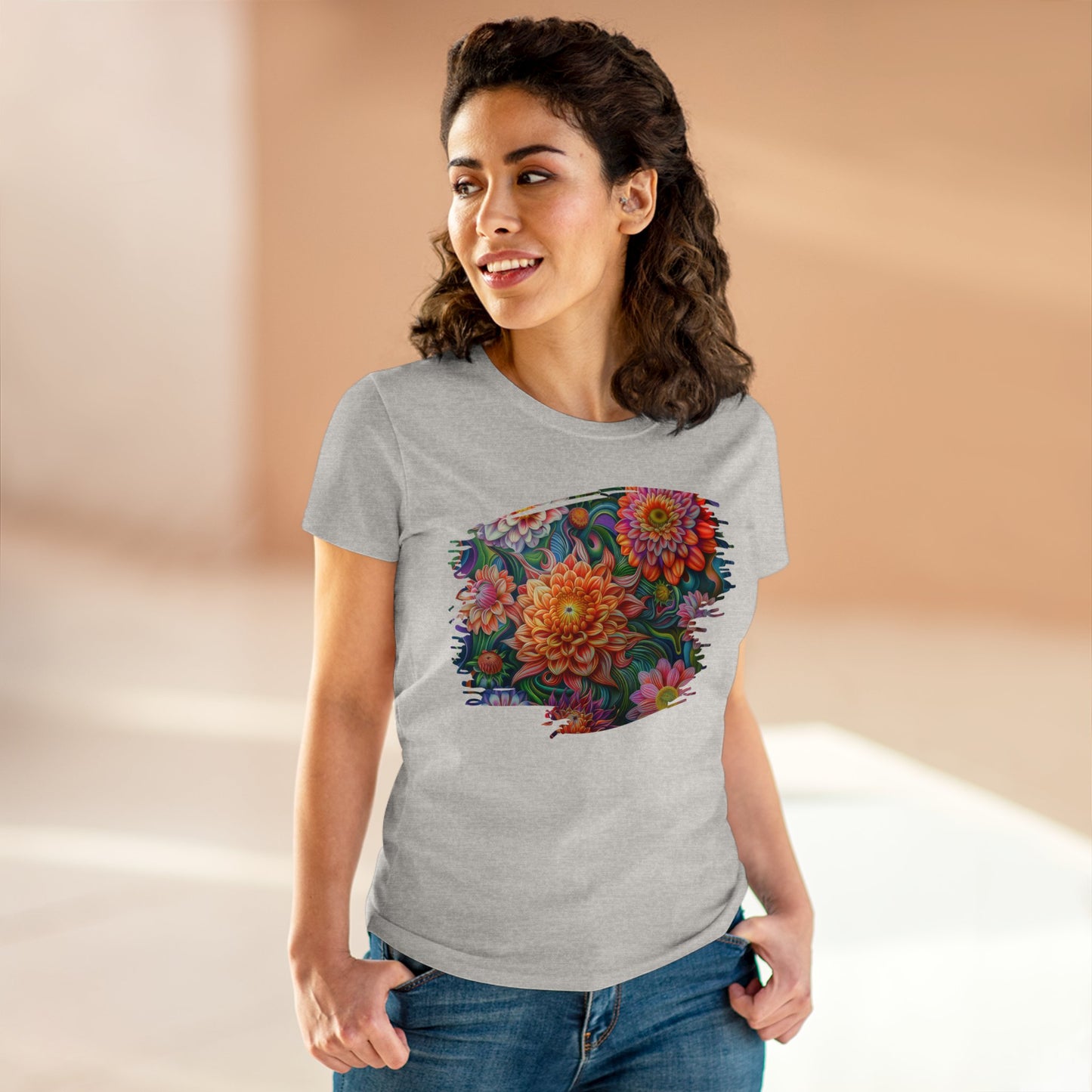 Pastel Flowers - Women's Midweight Cotton Tee