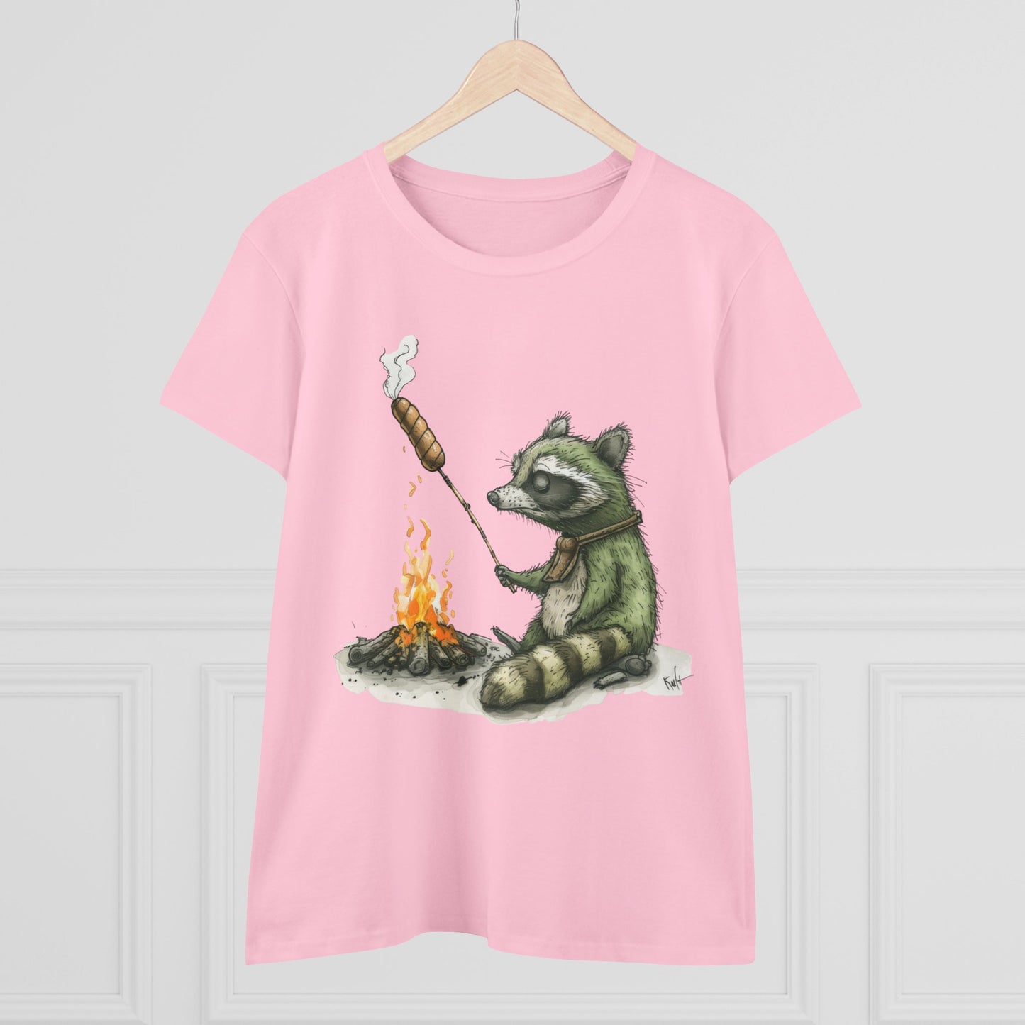 Raccoon Campfire - Women's Midweight Cotton Tee