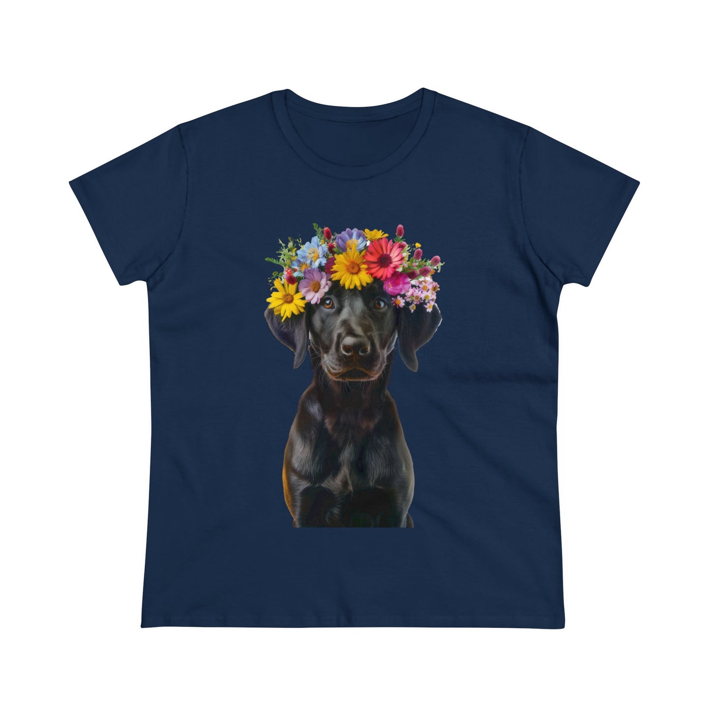 Dog's Flower Crown - Women's Midweight Cotton Tee