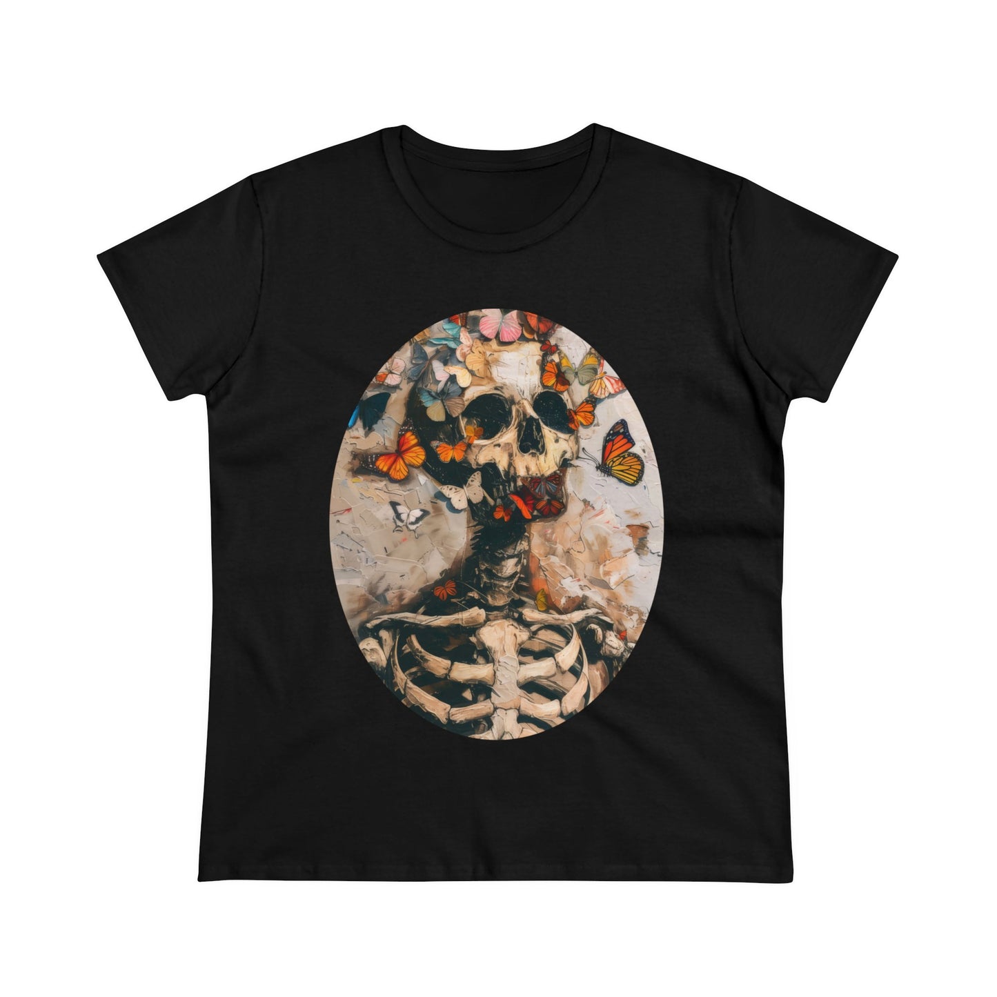 Skeleton and Butterflies - Women's Midweight Cotton Tee