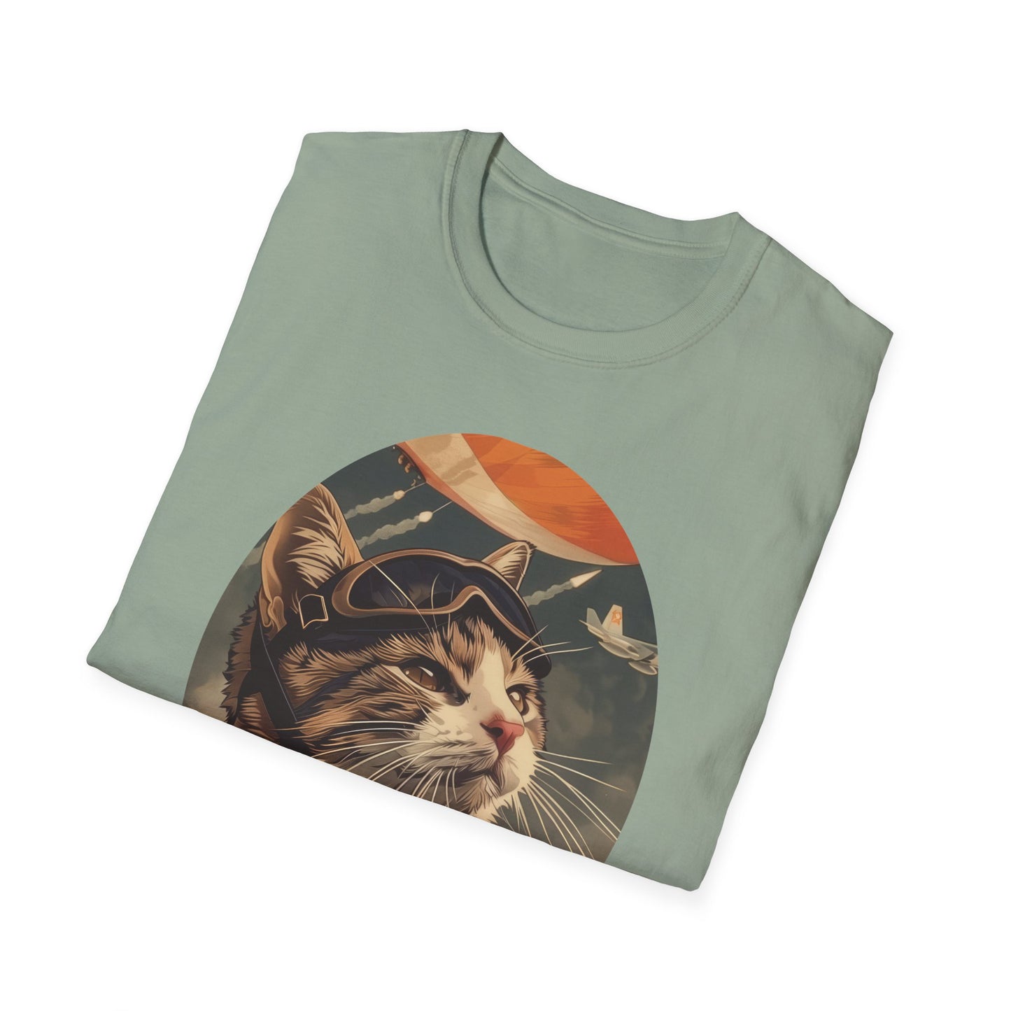 Cat Fighter Pilot - Unisex Softstyle T-Shirt