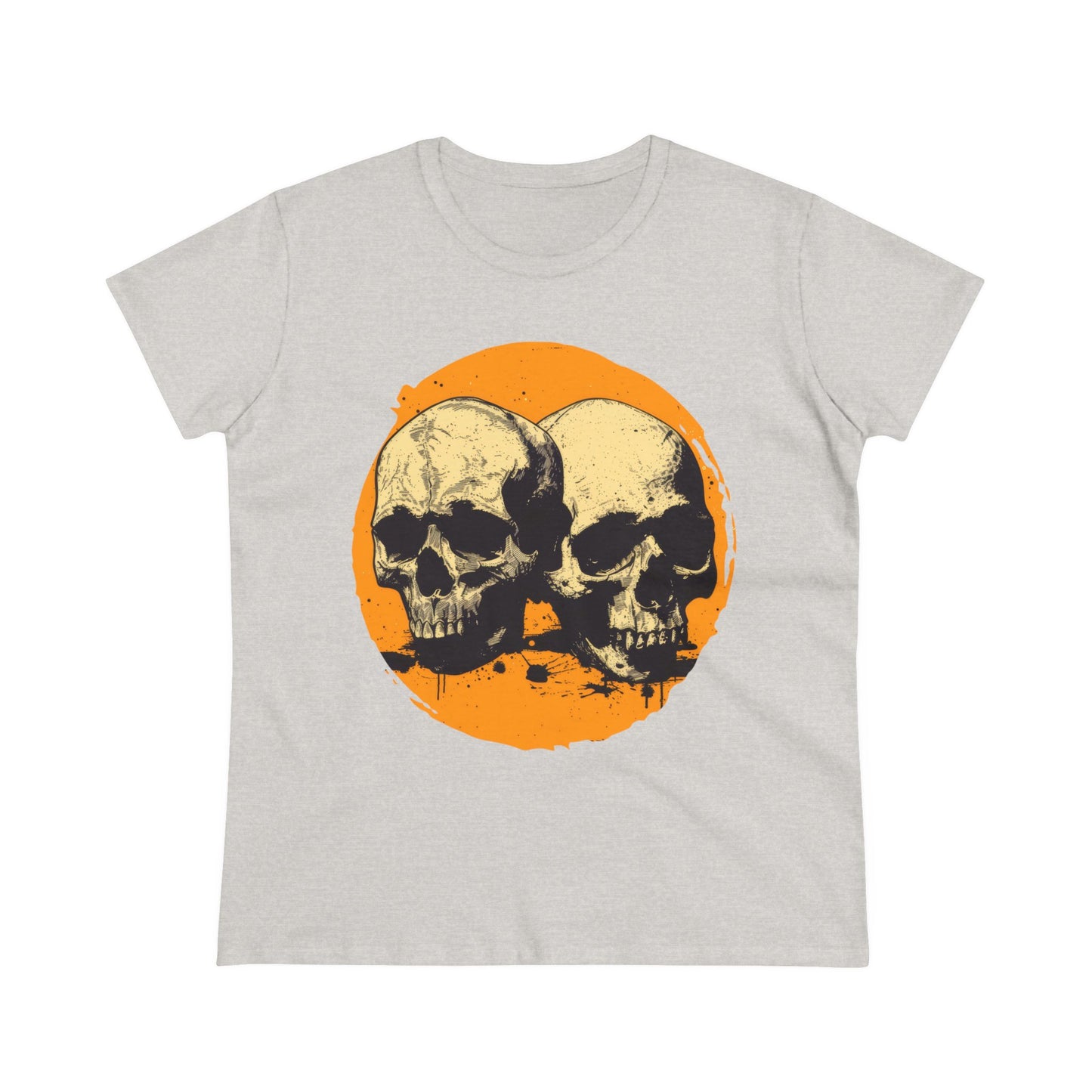 Skulls on Orange - Women's Midweight Cotton Tee