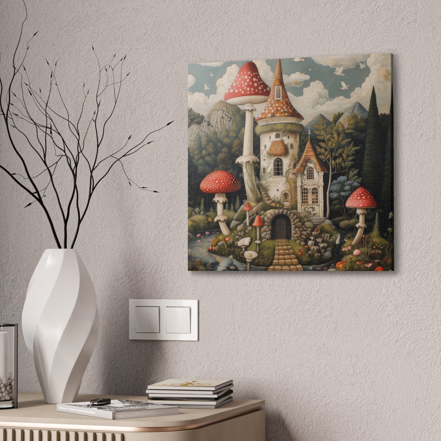 Mushroom House - Canvas Stretched, 0.75"