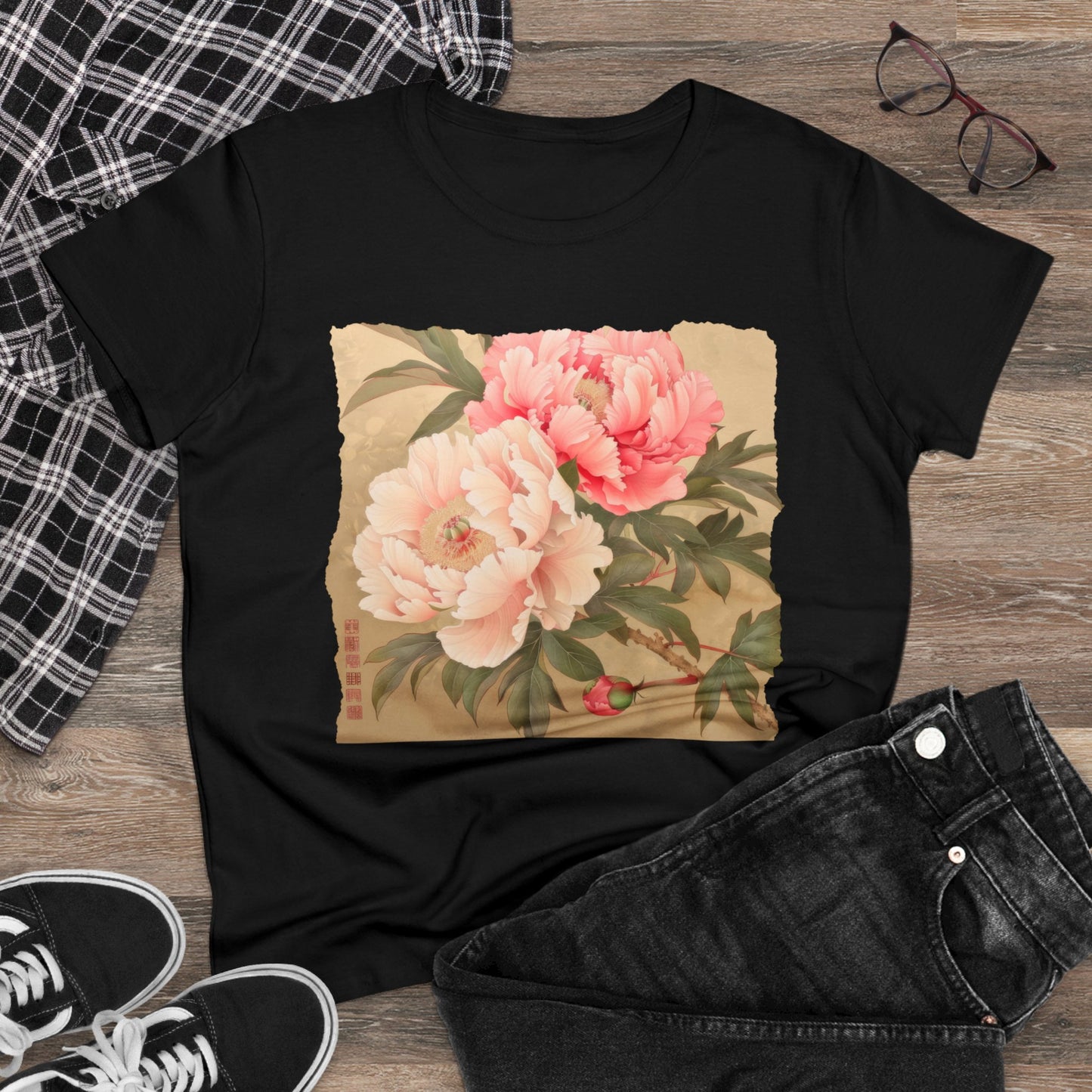 Peony - Flower - Women's Midweight Cotton Tee