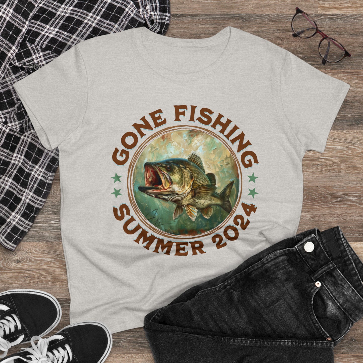 Gone Fishing - Women's Midweight Cotton Tee